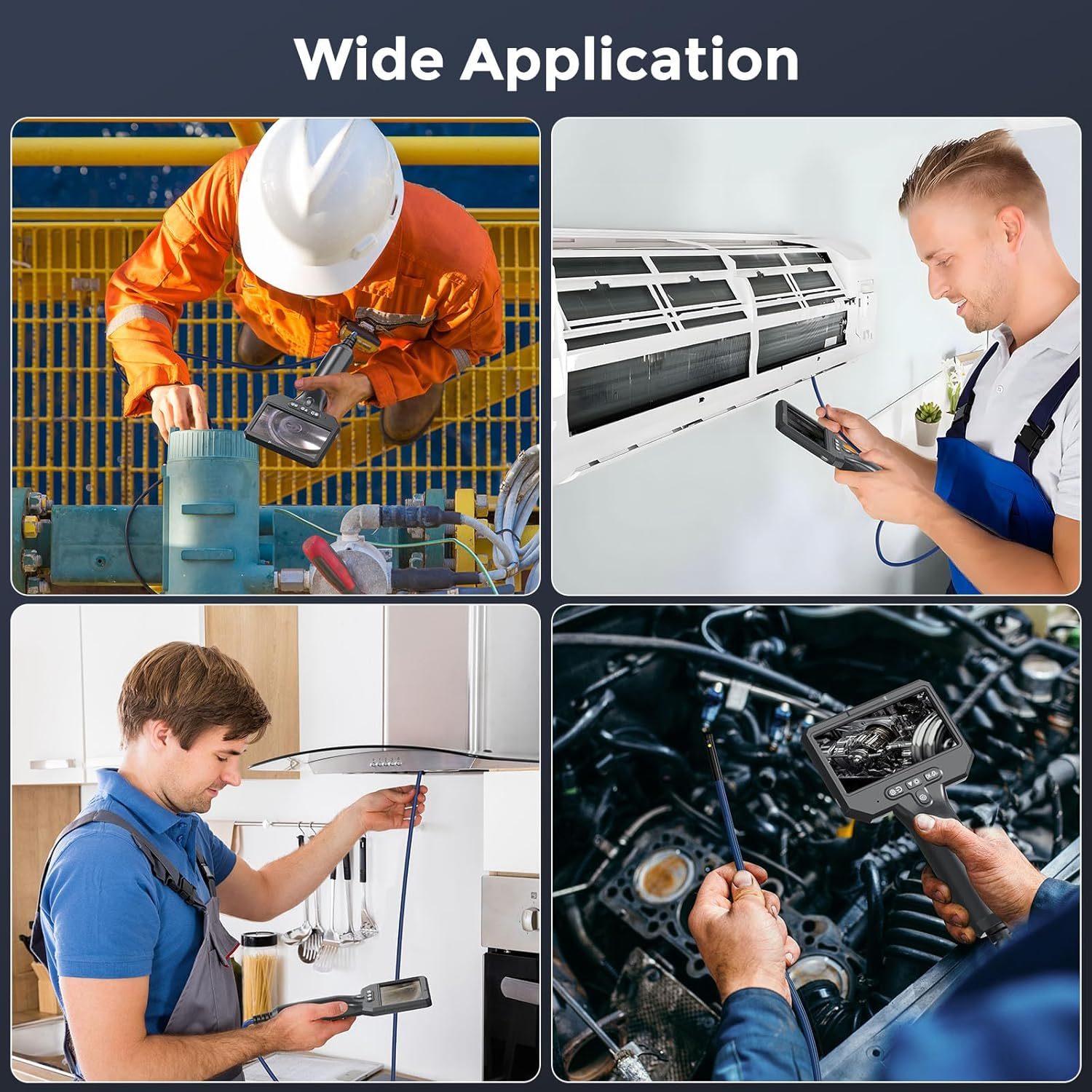 Bluefire Dual Lens Borescope with 4.3'' IPS Screen, 1920P HD Industrial Endoscope Dual Lens Inspection Camera with 7 LED Lights, Waterproof Snake Camera for Sewer Pipe(3.5M) image number 5