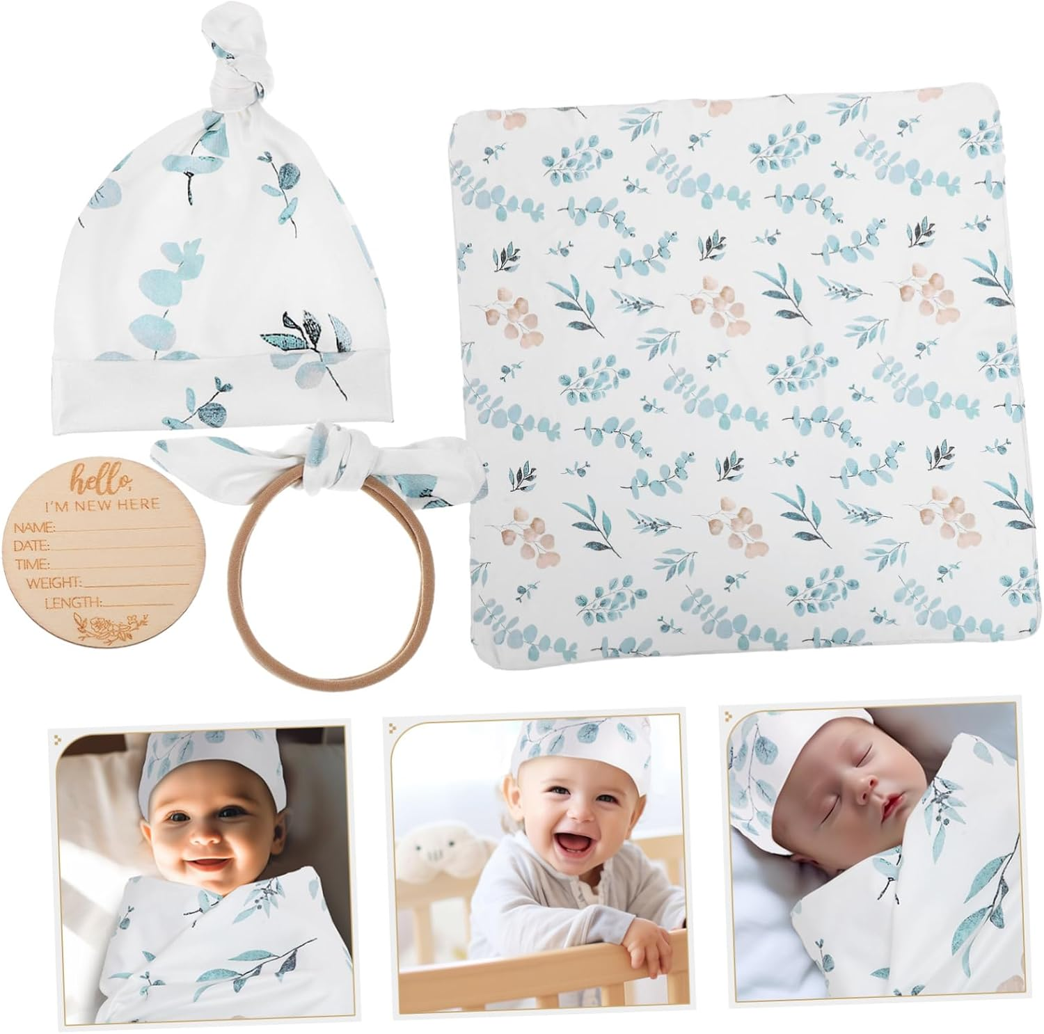 Newborn Swaddle Girl Wrap Swaddle Headband and Blanket for Boy Girl Receiving Blanket - Assorted Color image number 4