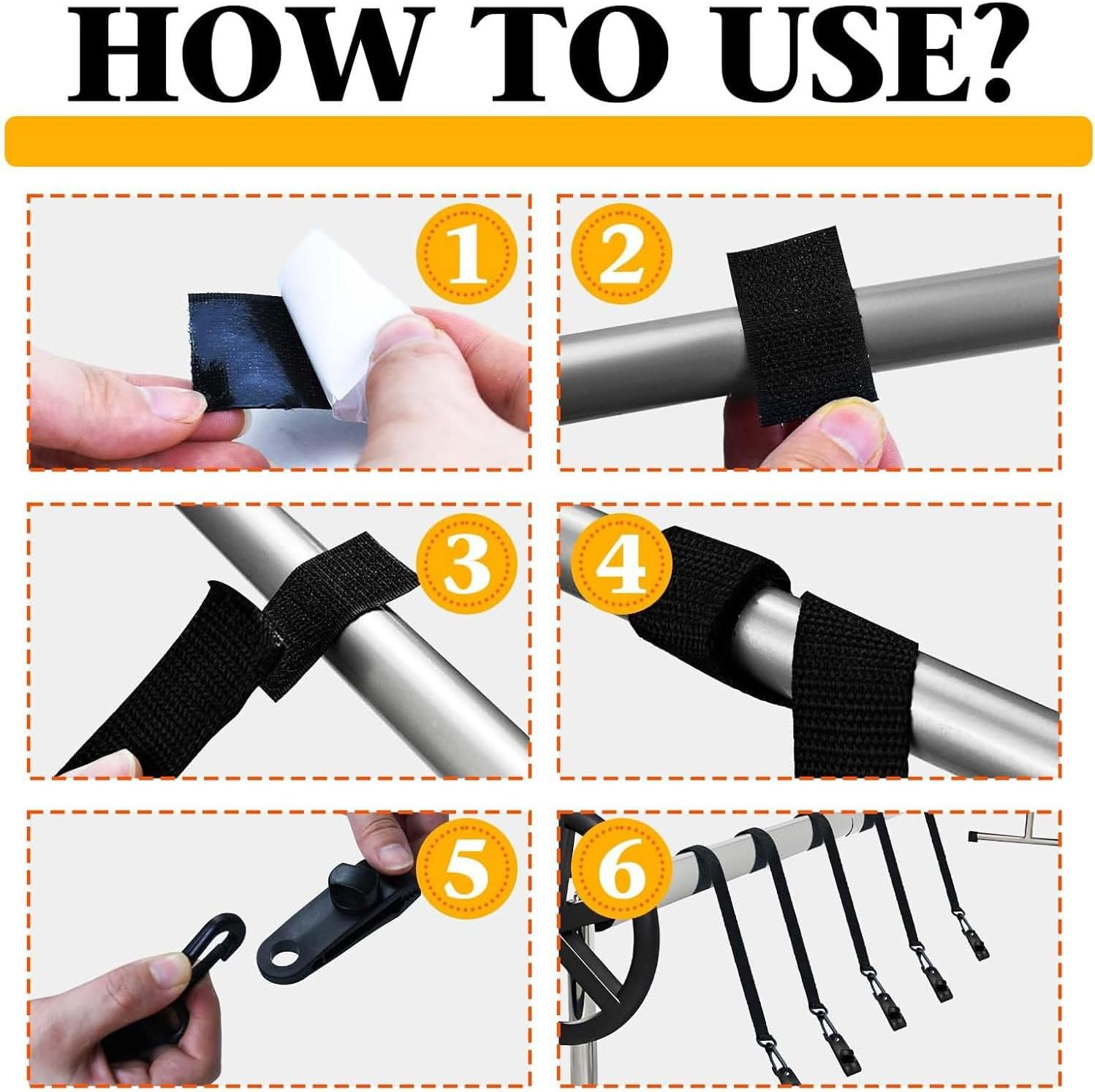 24 Pcs Pool Solar Cover Reel Attachment Kit, Inground Swimming Pool Solar Cover Straps and Clips, Solar Blanket Straps Kit Including 8 Straps with Hooks, 8 Clips and 8 Touch Fastener