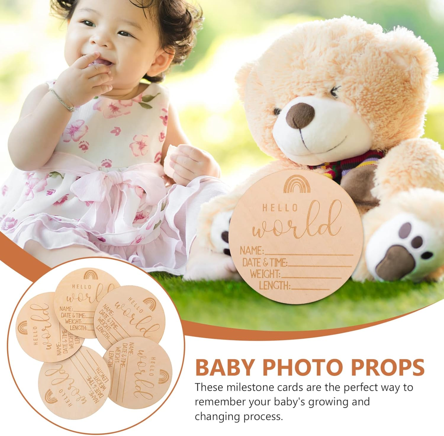 5Pcs Chips Commemorative Card Newborn Sign Birth Announcement Sign for Nursery Keepsake image number 1