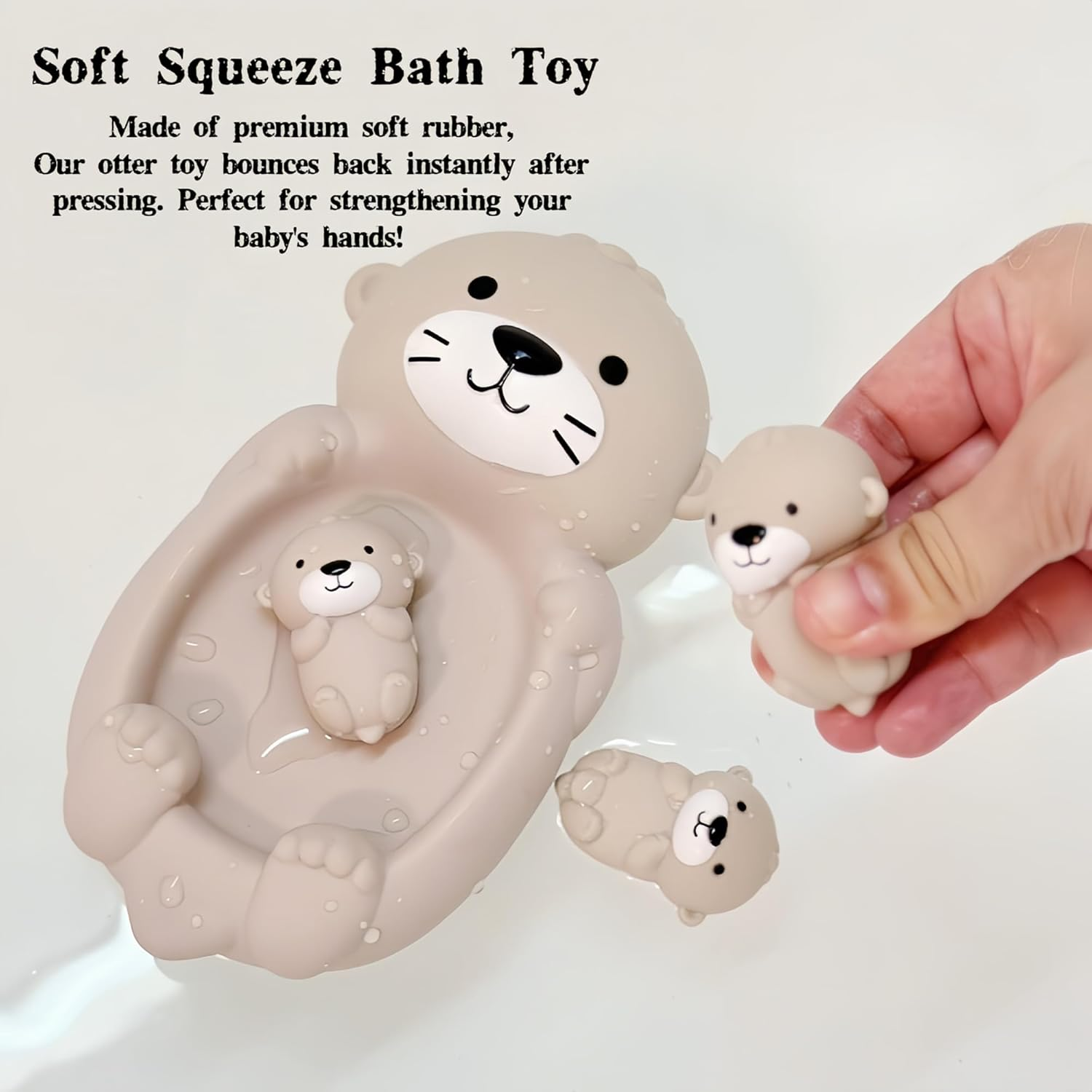 Cute Otter Family Bath Toy Set - 1 Mother Otter & 3 Baby Otters | Floating, Soft, & Interactive Bathtub Toys for Infants, Toddlers & Kids | Bathtime Play & Imaginative Learning
