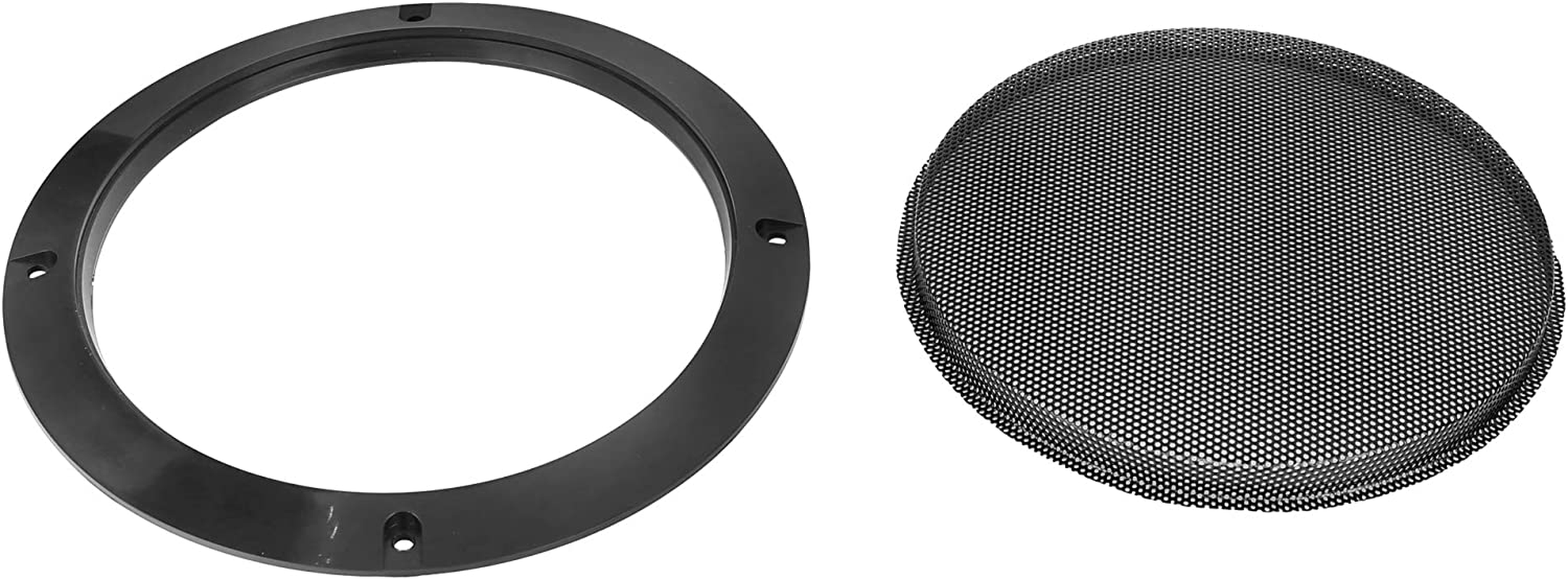 X AUTOHAUX 2Pcs 6.5 Inch Metal Glossy Audio Speaker Cover Mesh Subwoofer Grill Horn Guard Decorative Circle Grille Protector Black image number 6