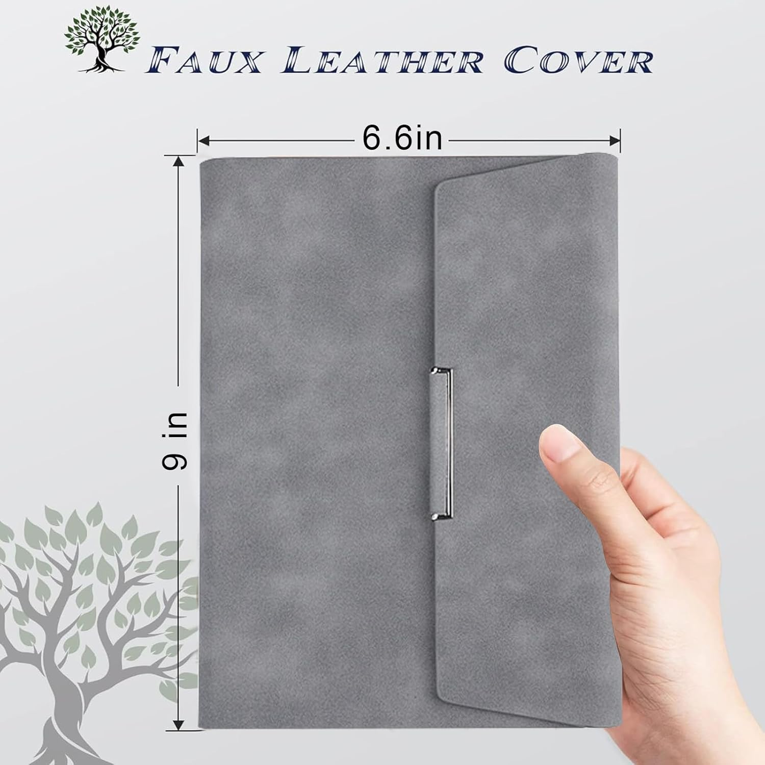 A5 Journal Refillable Lined 200 Pages Paper Handmade PU Journal/Writing Notebook Diary/Bound Daily Notepad for Men & Women Medium, Writing Pad (Gray)