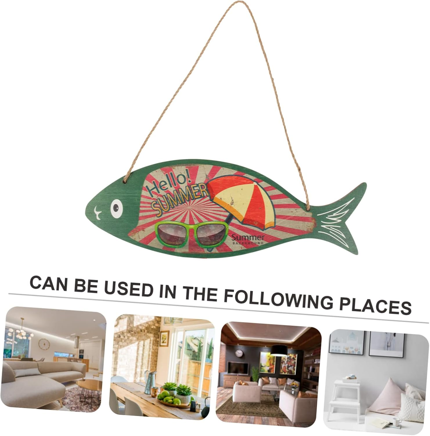 TOPPERFUN Wooden Fish Pendant for Hawaii Party Beach Decor Nordic Style Hanging Fish Ornament Rustic Home Wall Decor image number 6