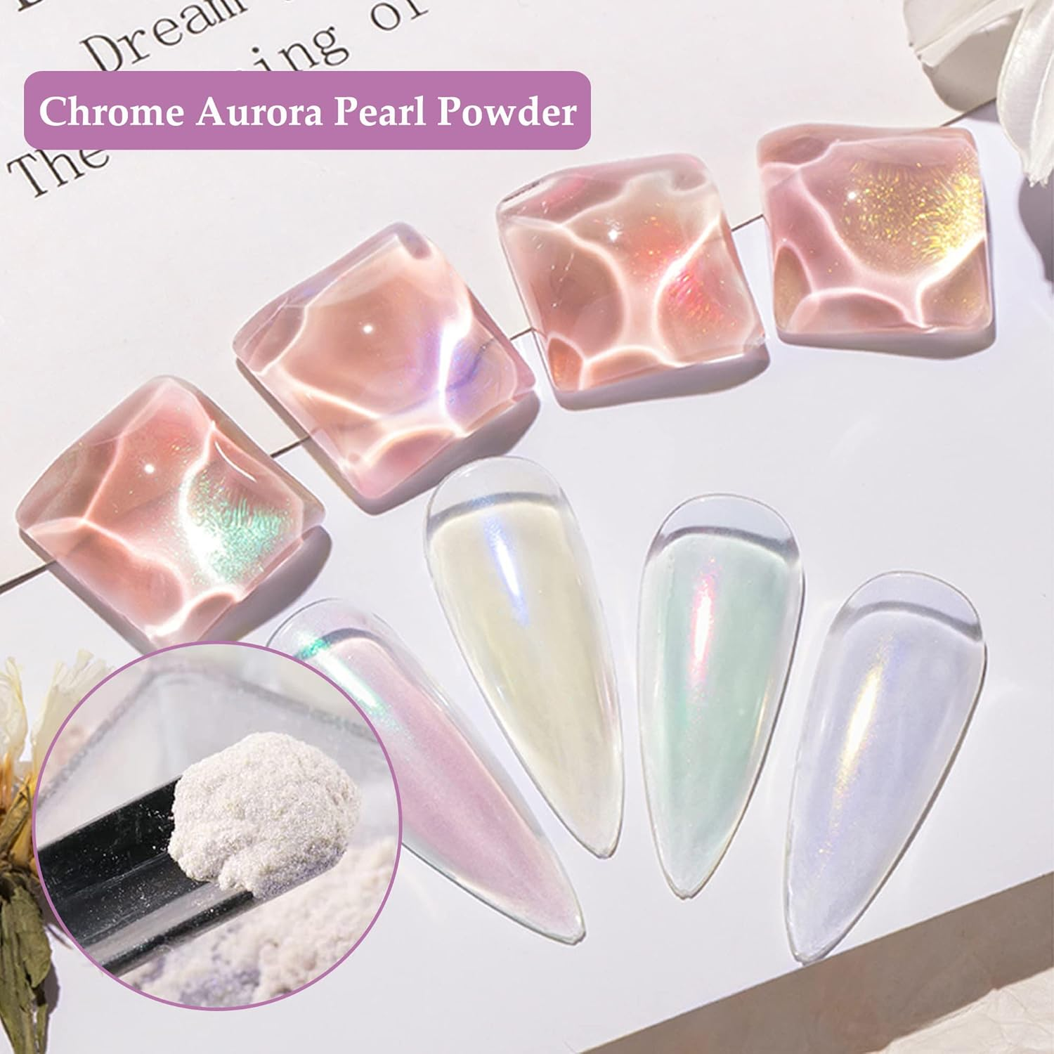 6 Colours Chrome Nail Powder, Pearl Powder Nail Glitter Powder, Nail Mirror Powder Nails Glitter Neon Pearl Effect, Chrome Pigments for Nail Art image number 1