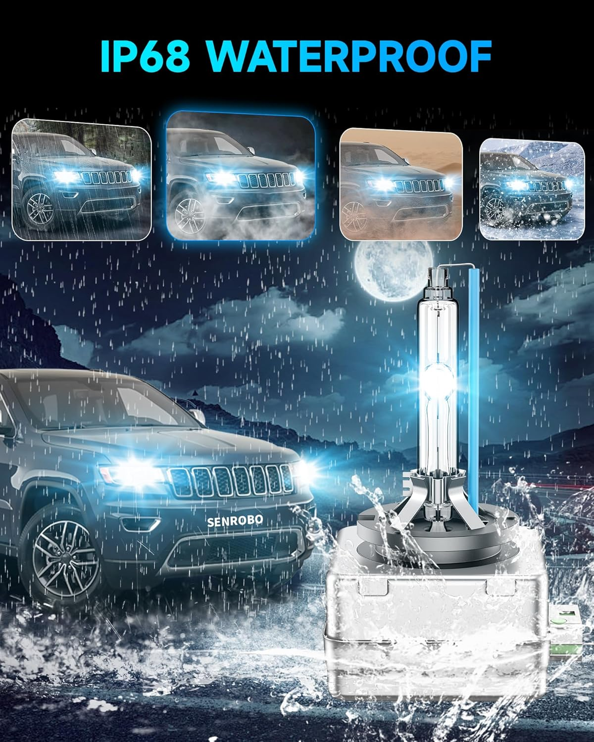 Fit for Jeep 2017-2021 Compass 2014-2021 Grand Cherokee 2014-2018 Cherokee D3S HID Xenon Headlight Bulb, 350% Brightness, High Low Beam Light Bulbs, 8000K White Blue, Pack of 2 image number 5