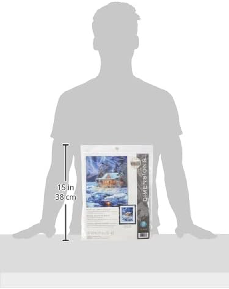 Dimensions Needlepoint Kit, Winter Sky Cabin, 11'' X 14'' image number 1