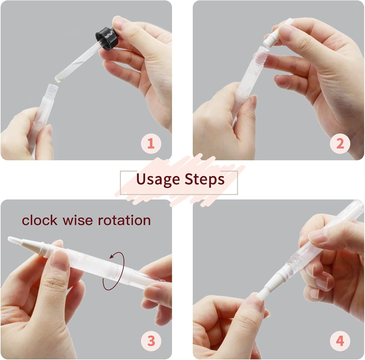 WEBBYBEAR 40 Pieces 3 Ml Cuticle Oil Pen, Empty Nail Oil Pen, Transparent Twist Pens with Brush Tip, Cosmetic Lip Gloss Containers Eyelash Growth Liquid Tube, with 3 Stickers image number 5