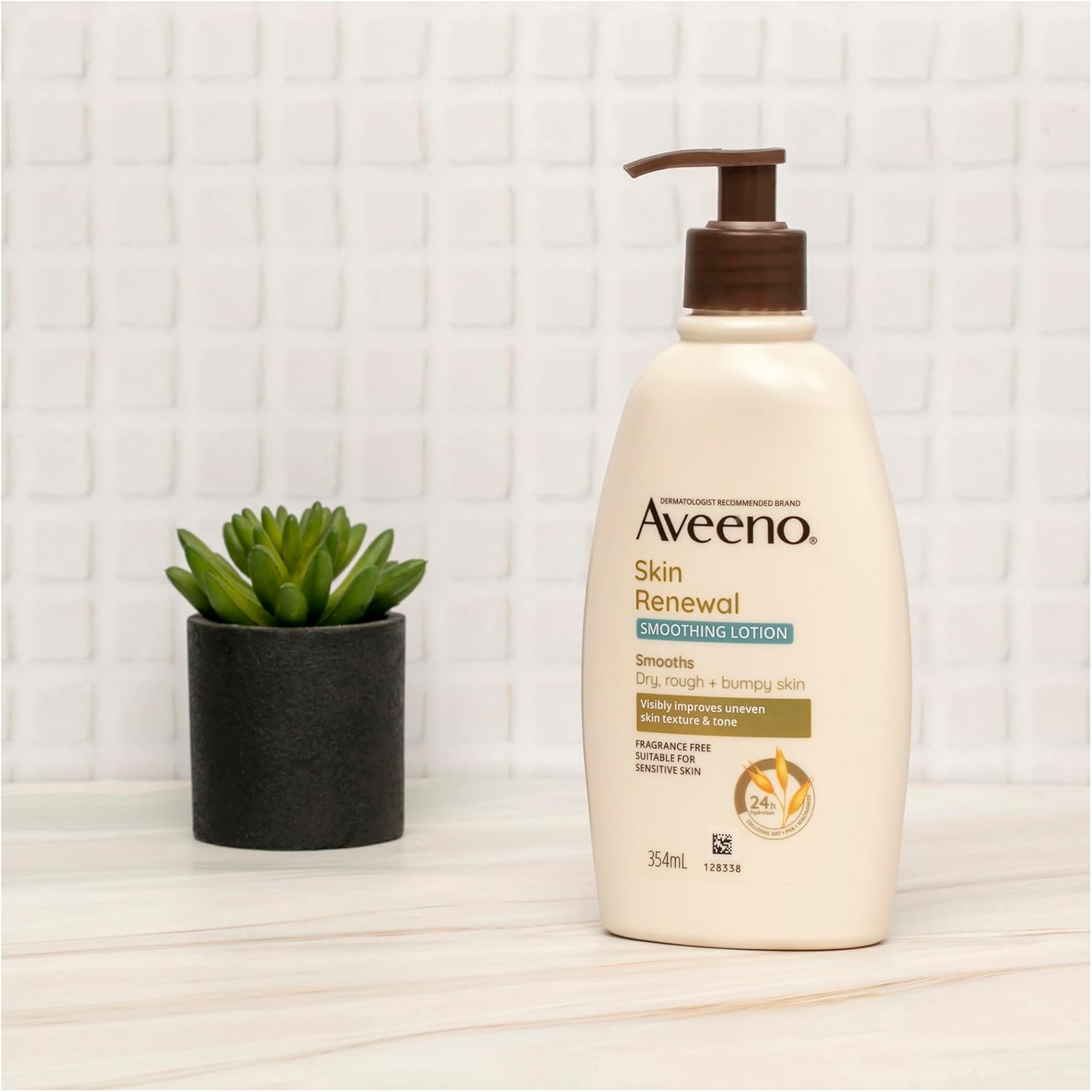Aveeno Skin Renewal Smoothing Fragrance Free Body Lotion 24-Hour Hydration Dry Rough Bumpy Sensitive Skin Natural PHA 354Ml image number 6