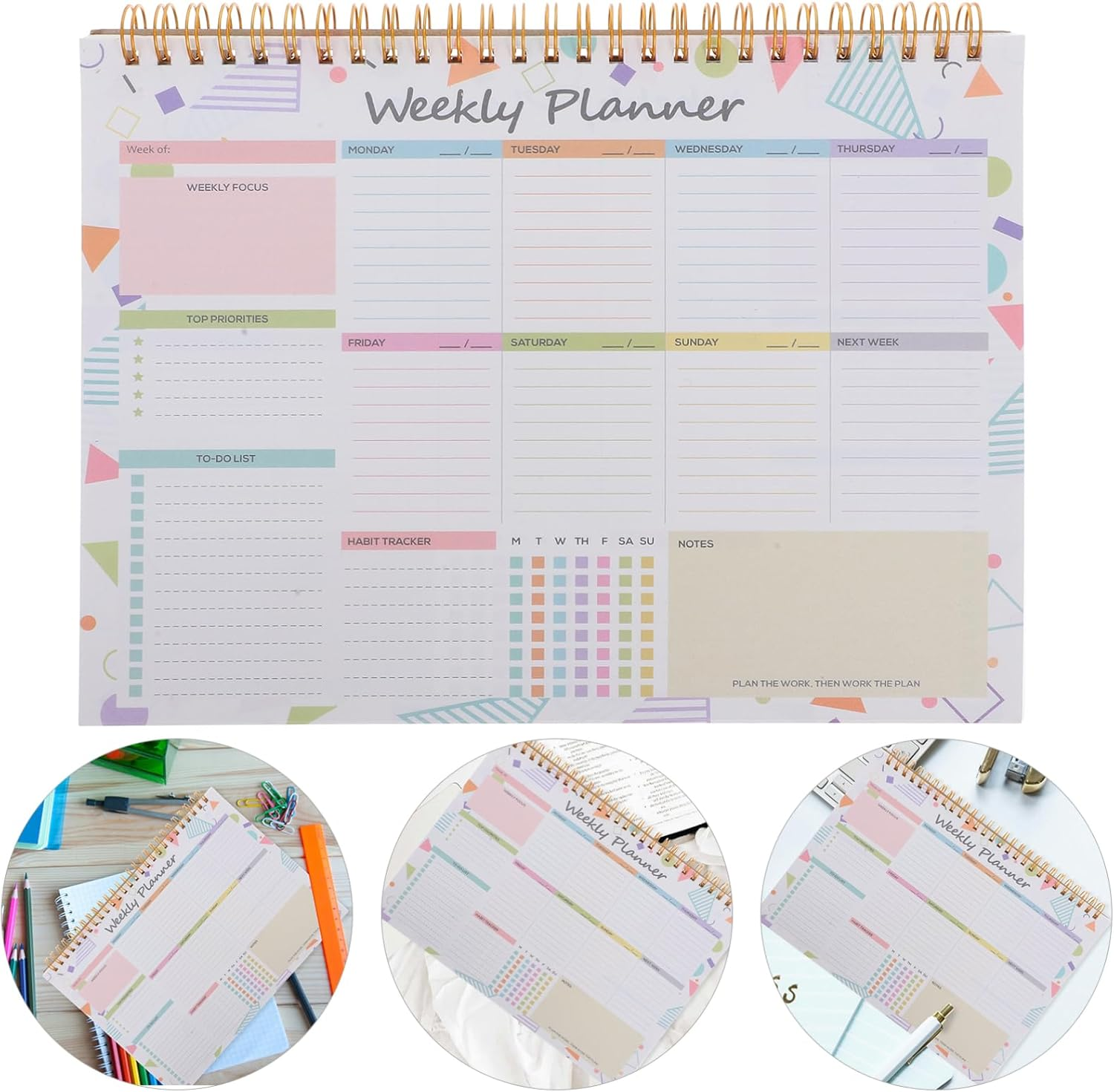 SEWACC Weekly Planner with Spiral Binding Weekly Notepad Projects Planner Notebook Week Planner Notebook - Blue image number 2