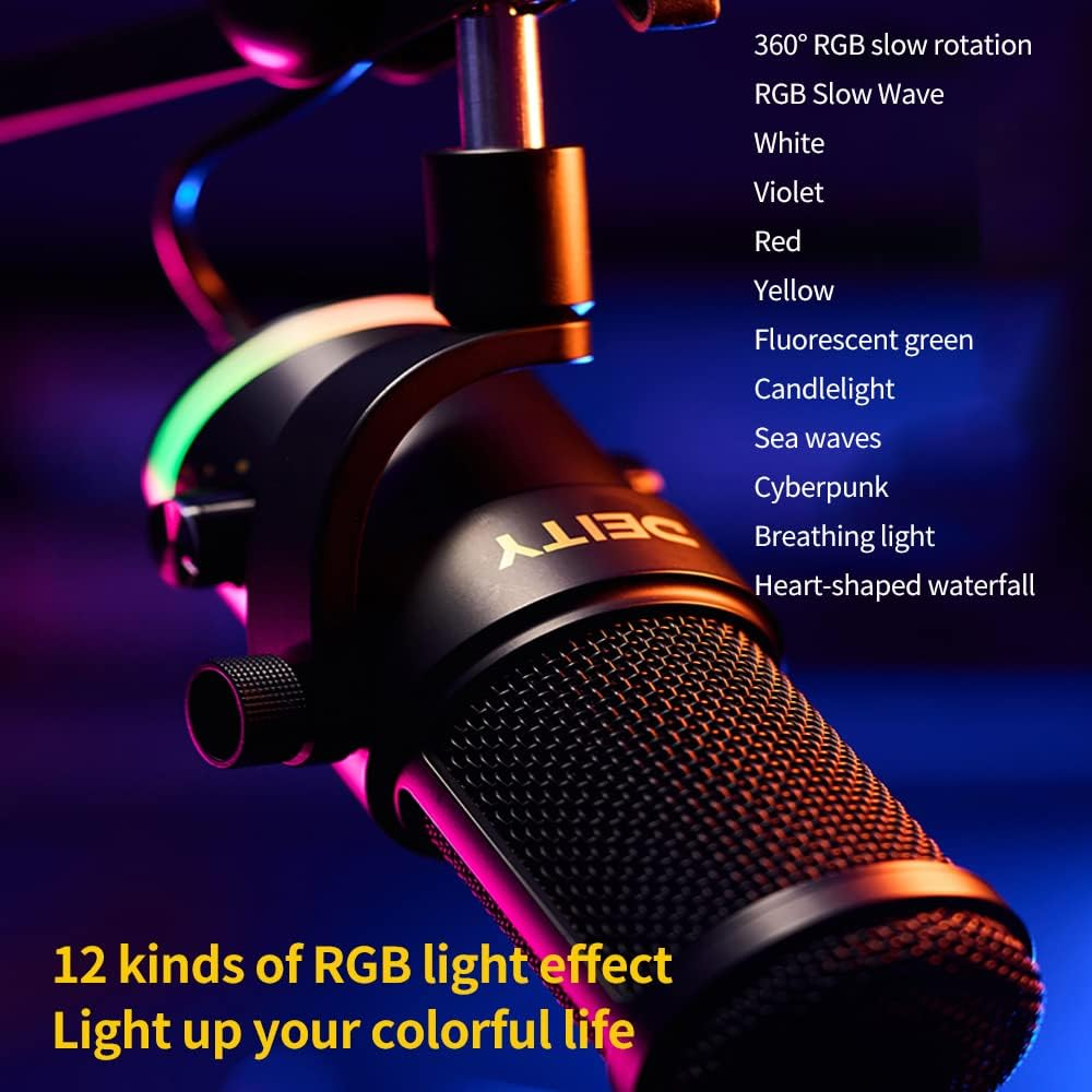 Deity VO-7U Boom Arm Kit USB Broadcast Microphone Dynamic USB Mic with RGB Lighting Effect for Phones Laptop PS5 Xbox Live Stream Conference Broadcast