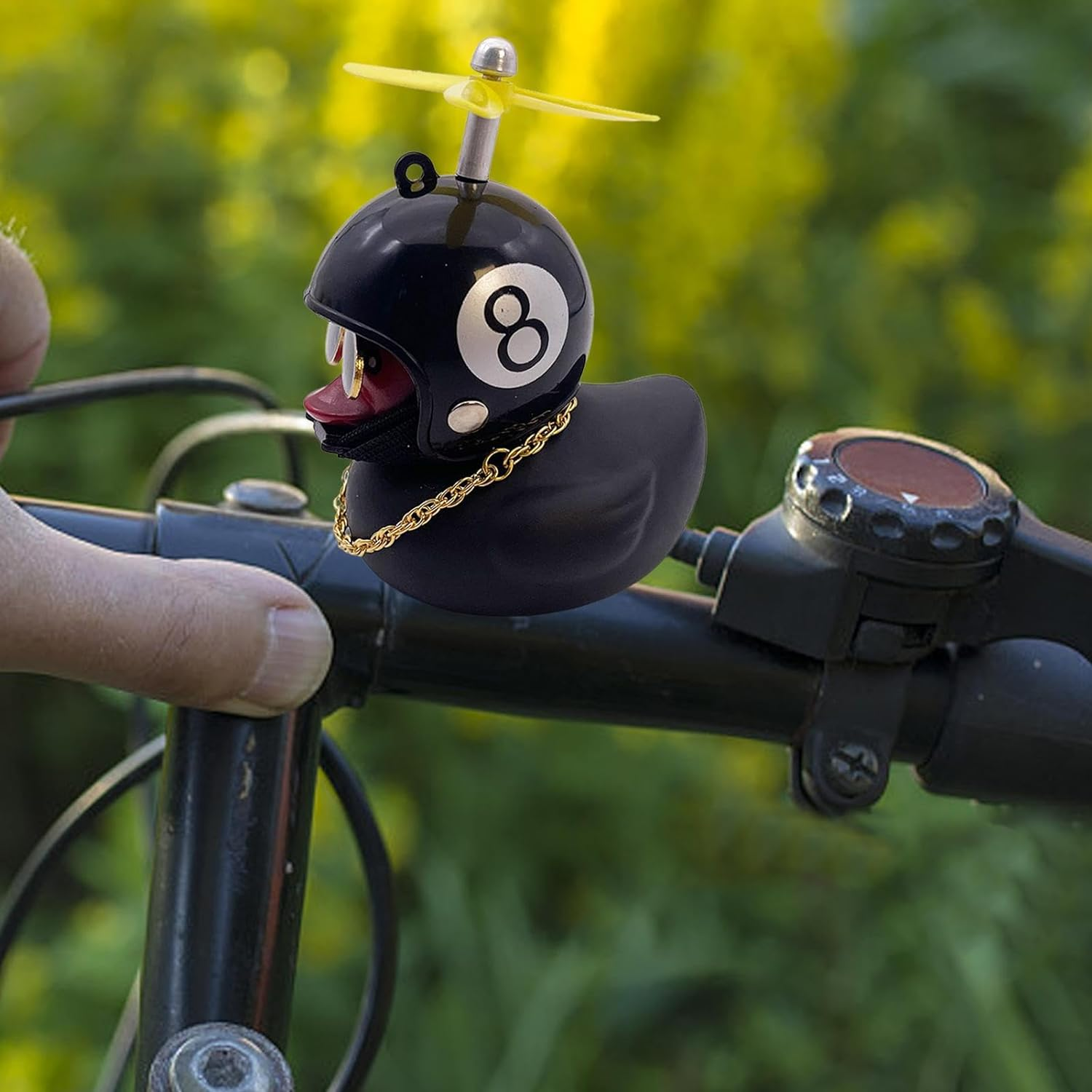 Duck Car Ornament - Car Ornaments Little Duck | Rubber Duck Toys Car Decorations, Duck with Propeller Hat, Motorcycle Home Decor Buniq - Heiba-Little Black Duck image number 5