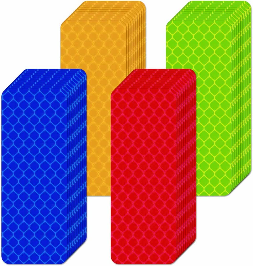 Reflective Stickers, 40 Pcs 1.18 * 3.15In Waterproof Safety Warning Reflective Stickers for Car, Bike, Motorcycle, Helmets (Yellow, Red, Orange, Blue) image number 1