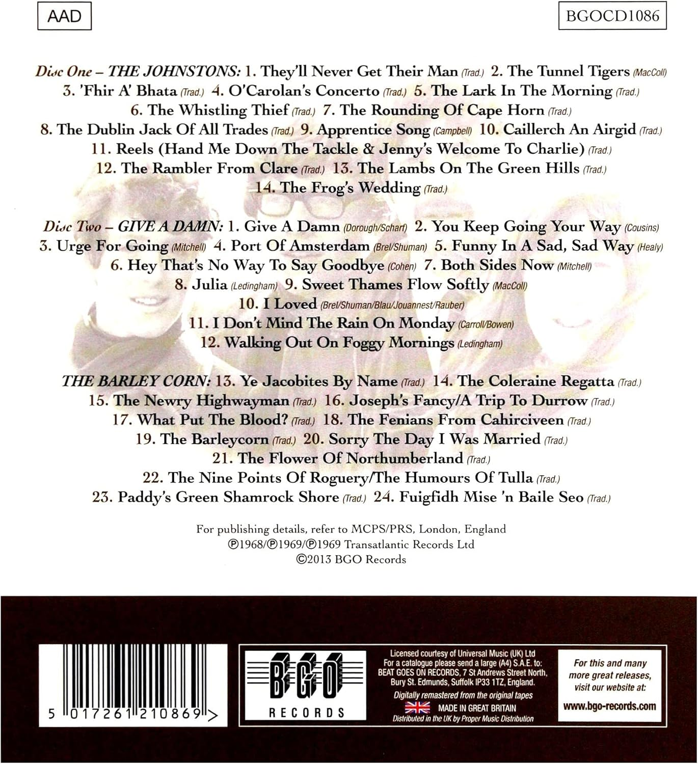 Johnstons / Give a Damn / the Barley Corn (Remastered) image number 1