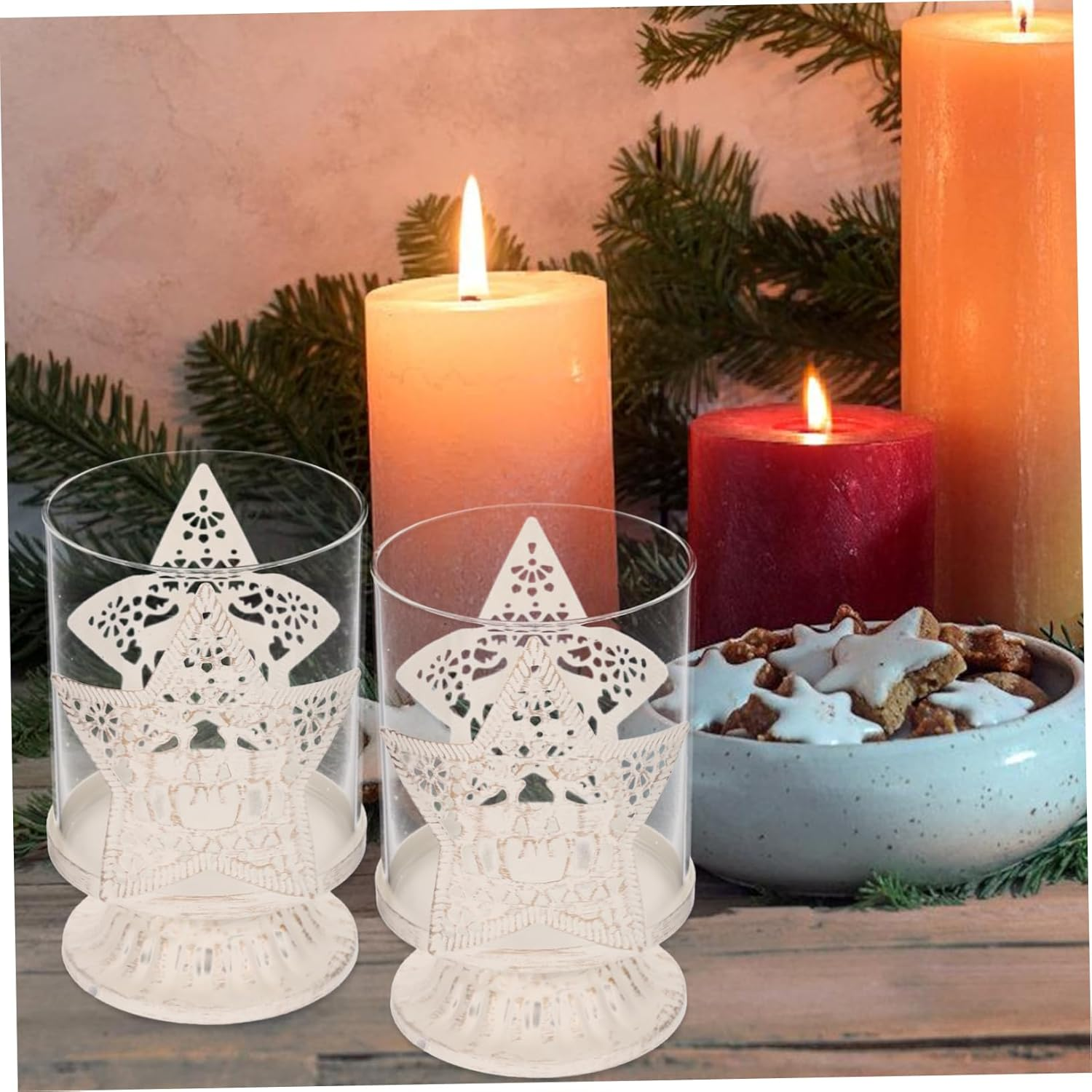 Beatifufu 2Pcs Elegant Christmas Deer Ornament Candlestick Holder Decorative Desktop Decoration for Housewarming - Light Brown image number 5
