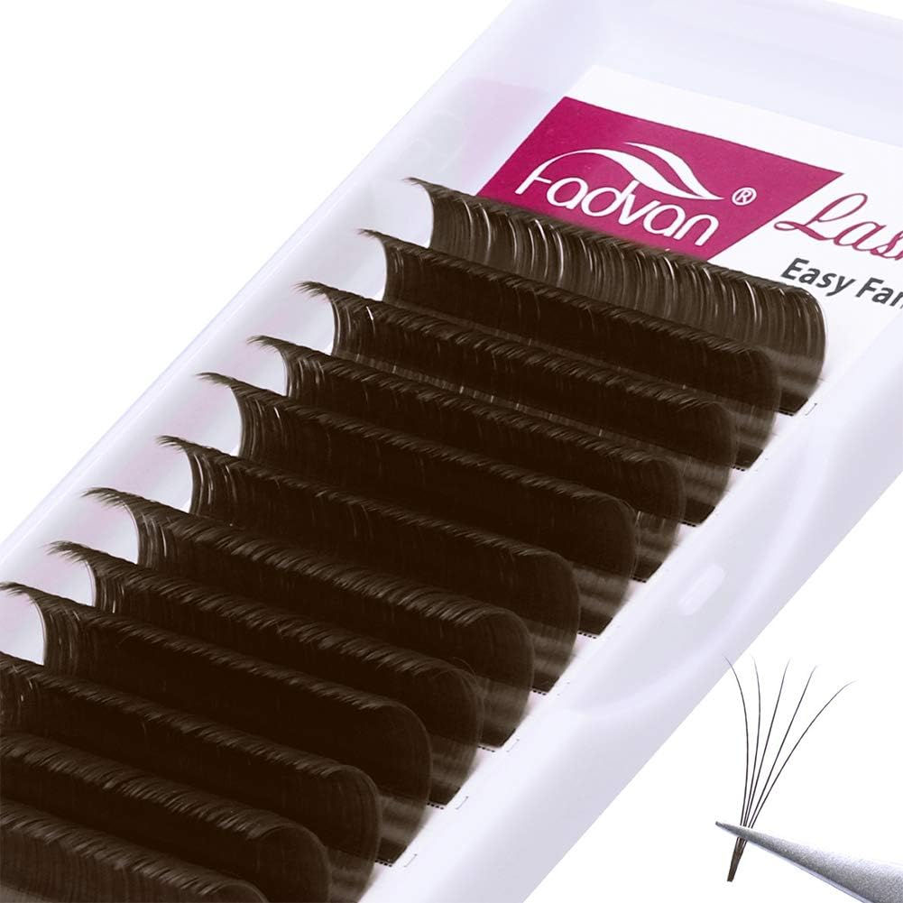 FADVAN Volume Lash Extensions Brown Easy Fan Volume Lashes .07 Rapid Blooming 15-20Mm Mixed Tray Eyelash Extensions C D Curl Flowering Lash Extensions by (Brown 0.07-C, 15-20Mm)