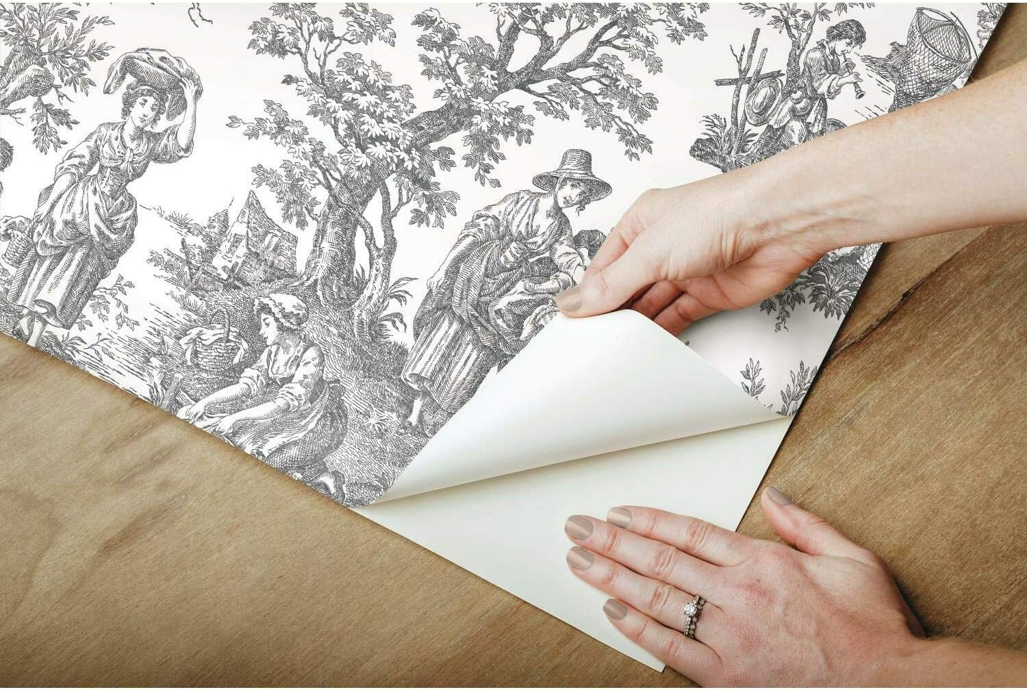 Waverly Country Life Toile Peel and Stick Wallpaper - Red, White image number 5