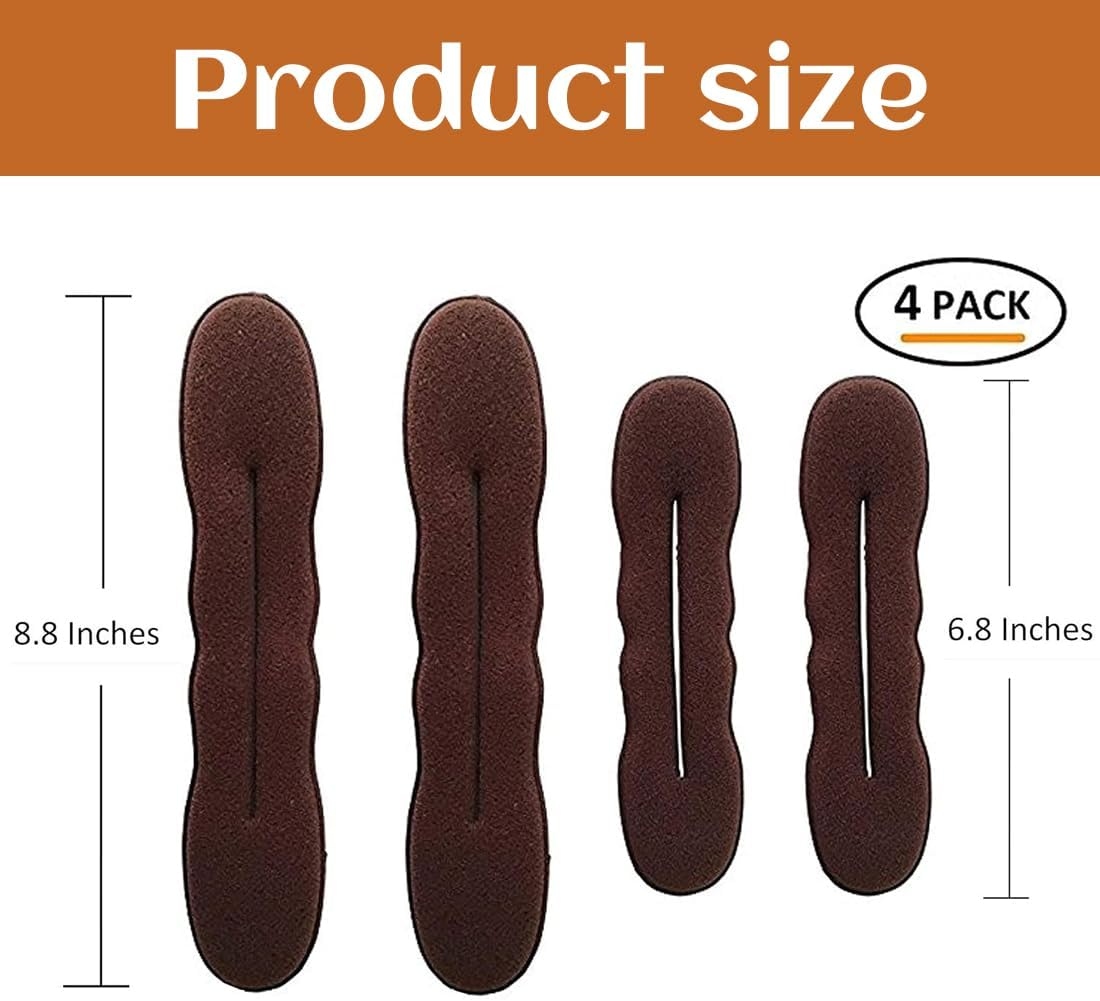 Pack of 4 Magic Hair Bun with 3 Elastic Hair Bands, Bun Maker, Bun Maker, Bun Maker, Magic Hair, Hair Twist Curler Donut Tools image number 4
