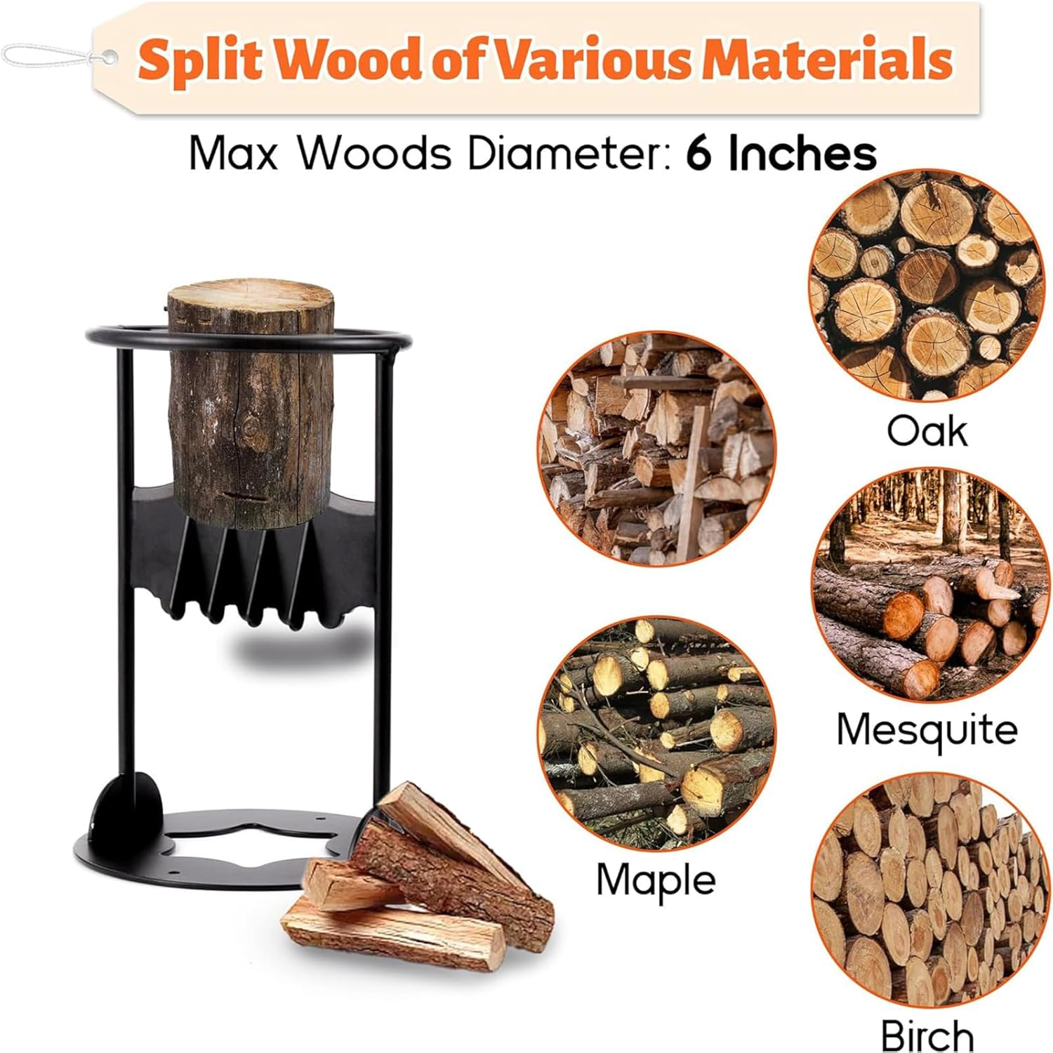 Outdoor Steel Log Firewood Splitter Set with Hammer Manual Wood Splitting Cutter Kindling Cutting Fireplace BBQ Camping Tool image number 1