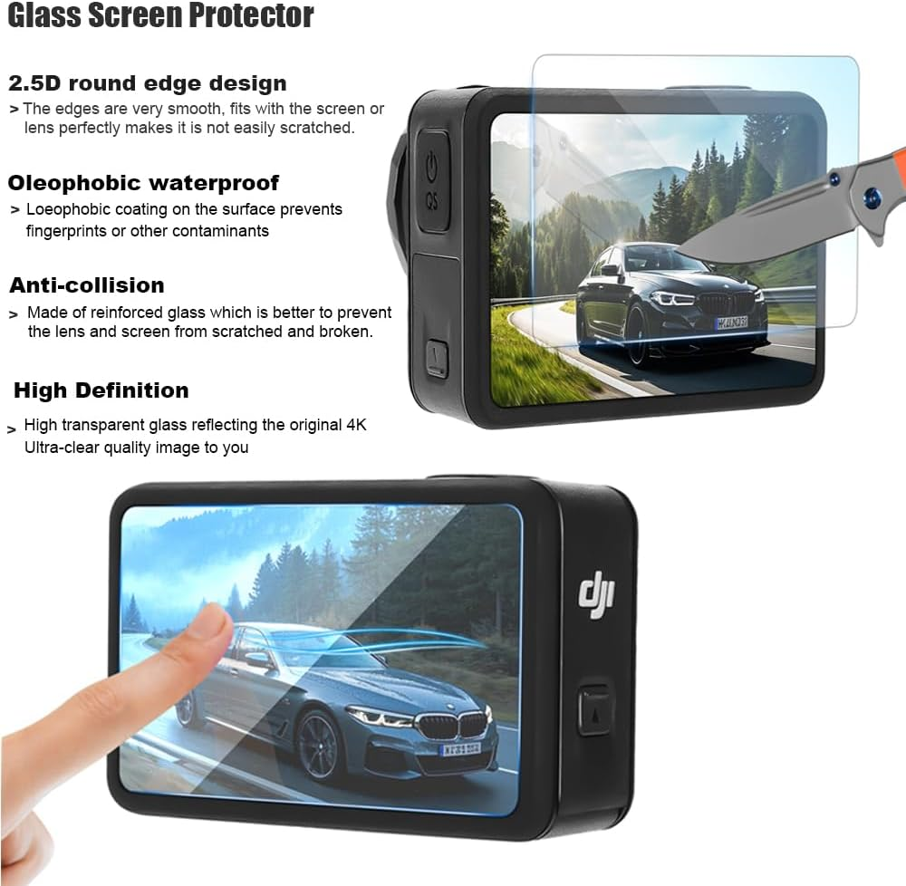 Husiway Accessories Bundle for DJI Osmo Action 5 Pro/Action 4/3 Waterproof Case Diving Housing Silicone Case Glass Screen Protector Film Whole Kit 60E (Kit1 for DJI Osmo Action 5 Pro/4/3) image number 5