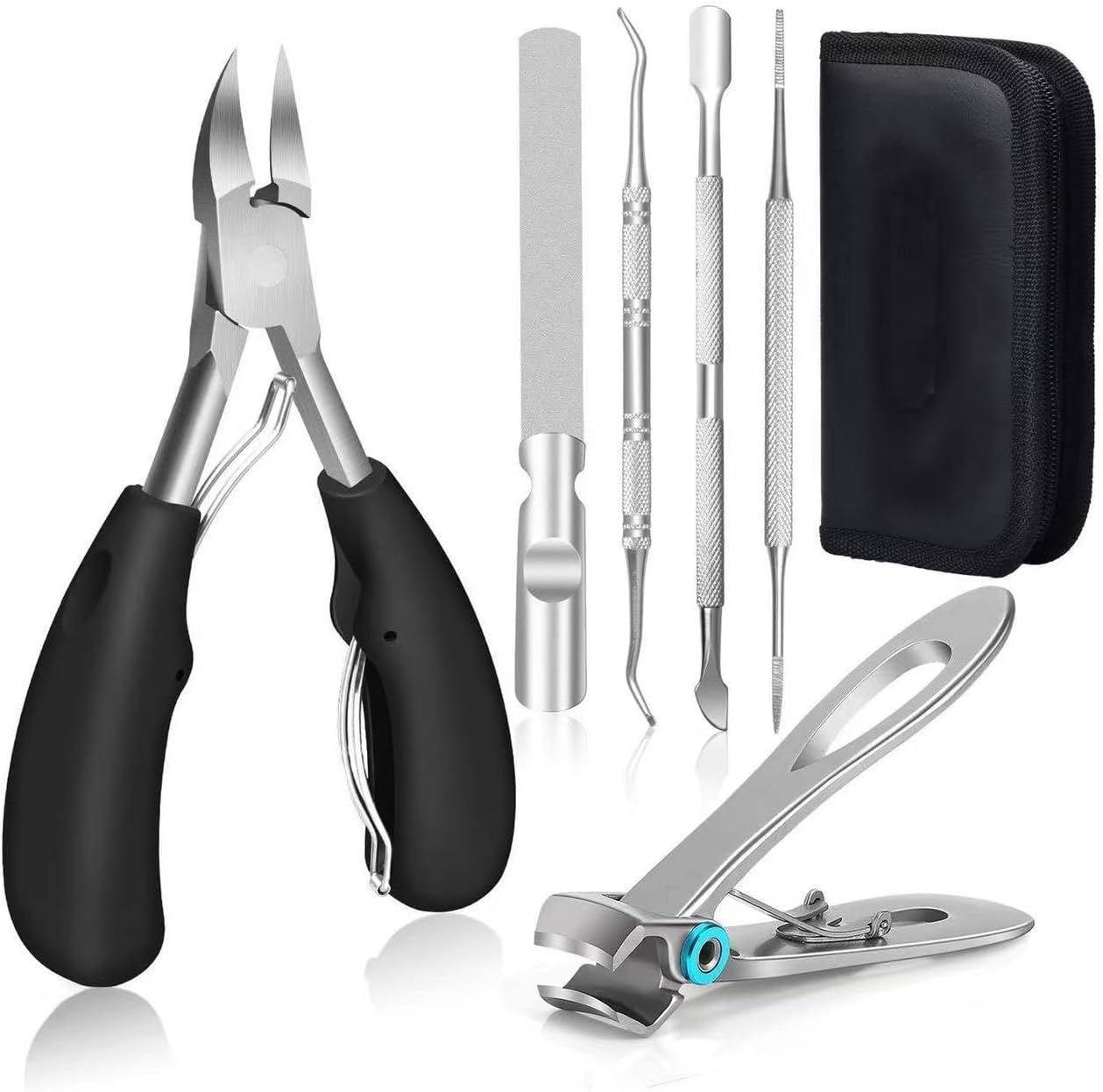 6 Pcs Large Nail Clipper Set,Heavy Duty Toe Nail Clippers for Thick & Ingrown Nails,Easy Grip Handle,Stainless Steel Super Sharp Curved Blade for Men,Women,And Professional image number 5