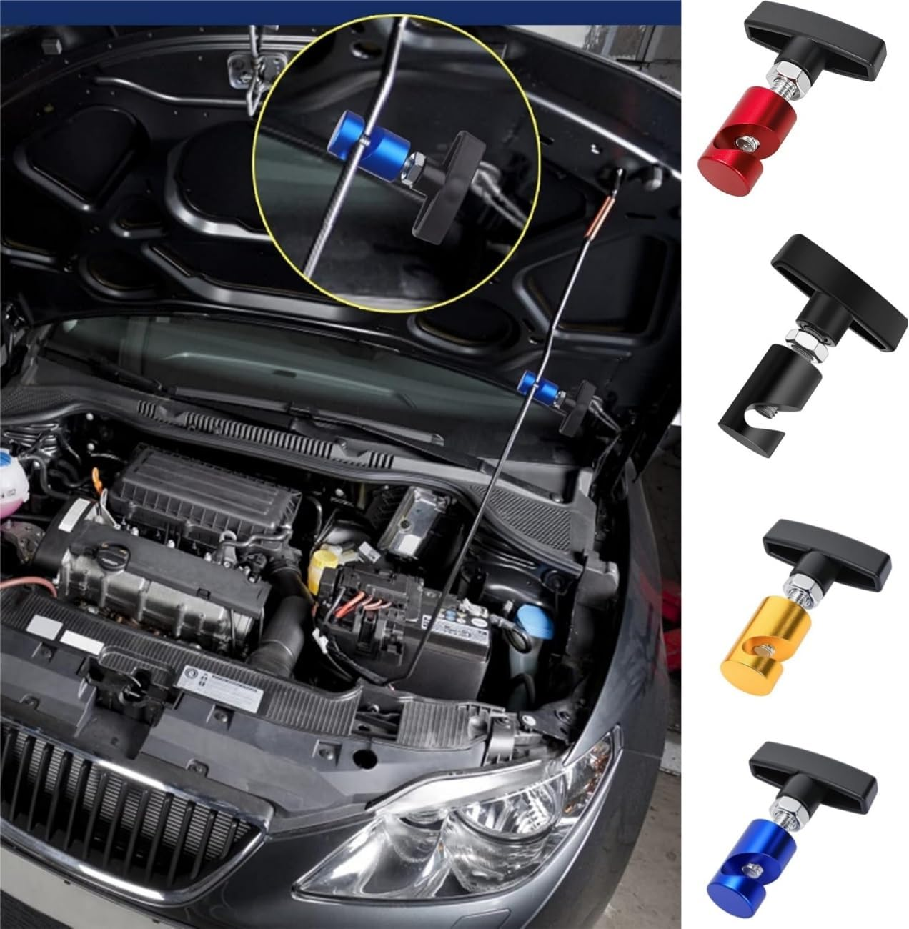 WADY 4 Pack Hood Strut Clamp, Metal Lift Support Clamp for Car Hoods & Tailgates, Multi-Purpose Vehicle Hood Strut Clamps Fits up to 3/8" (10Mm) Diameter, Trunk & Engine Fixing Tool (Multicolor) image number 6