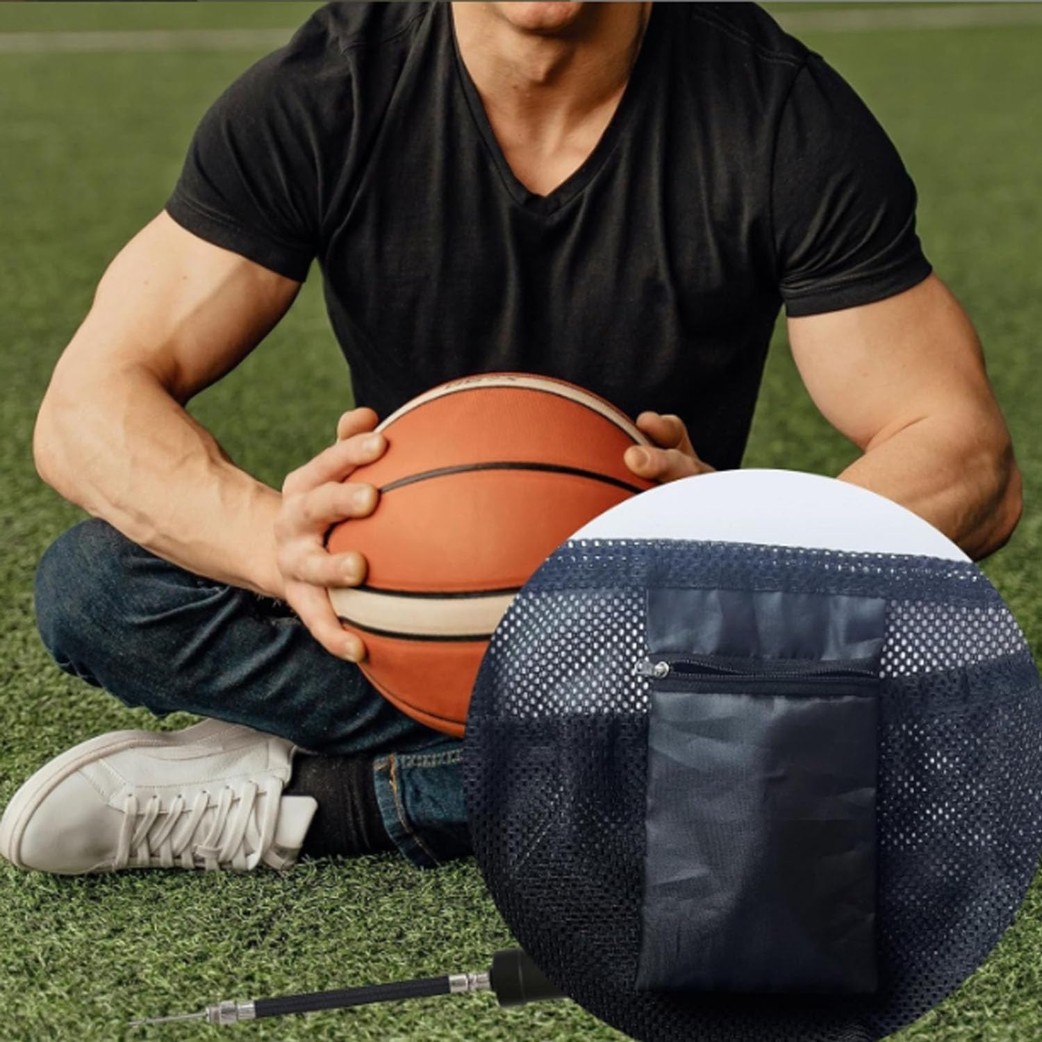 2-Pack Mesh Sports Ball Storage Bags with Backpack Clip & Hanging Rack &ndash; Breathable Basketball Soccer Volleyball Tote Net Bag for Equipment Organizer image number 4