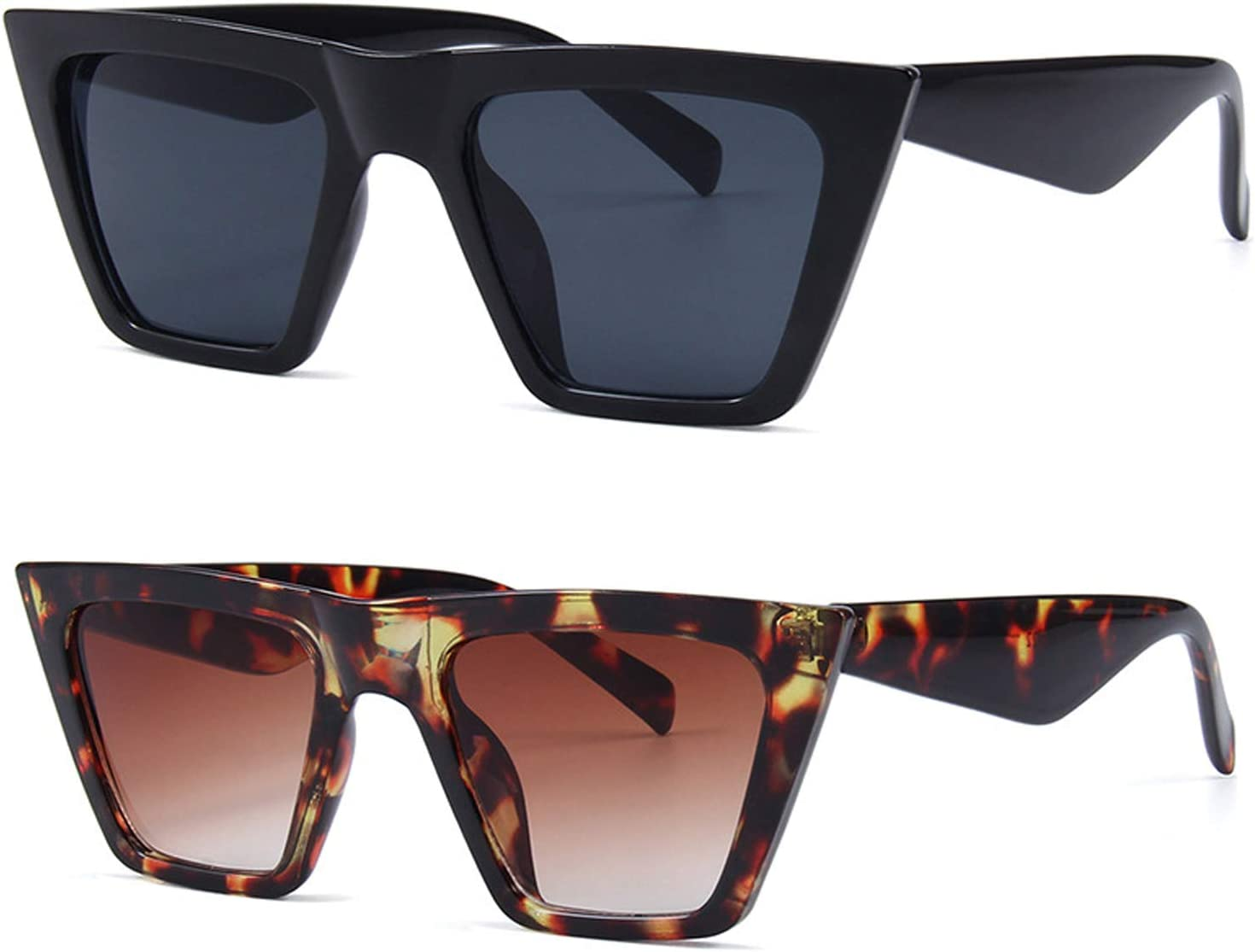 SORVINO Cateye Square Sunglasses for Women Men Trendy Retro Classic Vintage Square Sunglasses Black image number 6