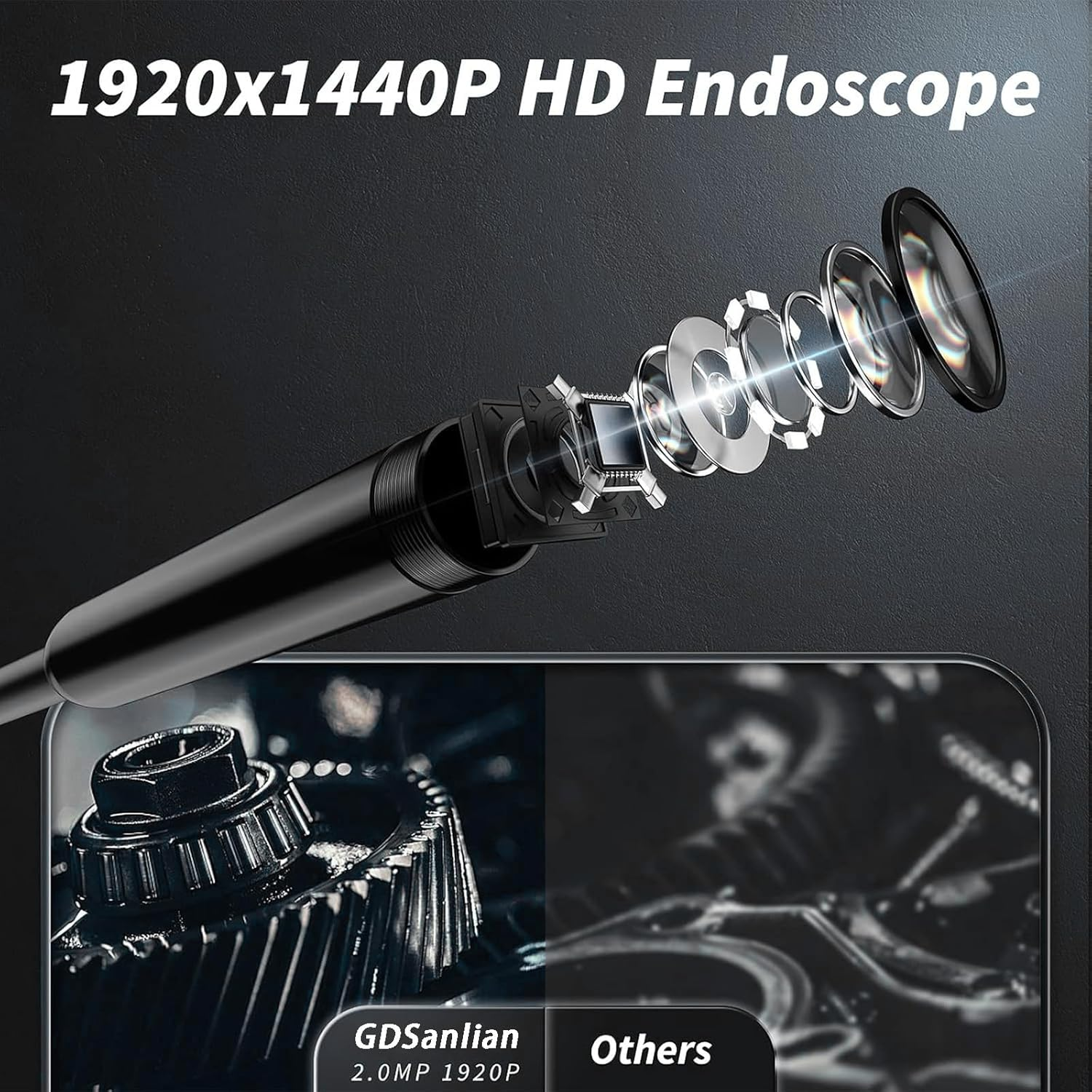[Single Lens] Borescope,Endoscope Camera with Light,1920P Inspection Camera with 8+1 Adjustable LED Lights, Endoscope with 5M Semi-Rigid Cable Waterproof Snake Camera for Iphone, Ipad, Samsun、Android image number 2