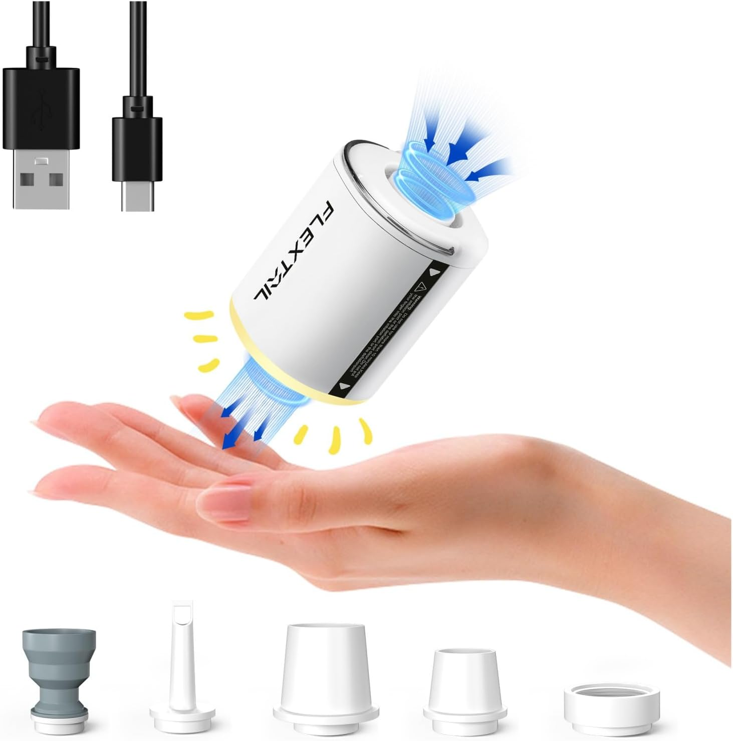 FLEXTAILGEAR Air Pump 2X 4Kpa, Electric Air Pump with Camping Lantern, Air Pump for Inflatables Rechargeable Air Mattress Pump with Magnetic Design for Sleeping Pads, Pool Floats, Swimming Rings image number 6