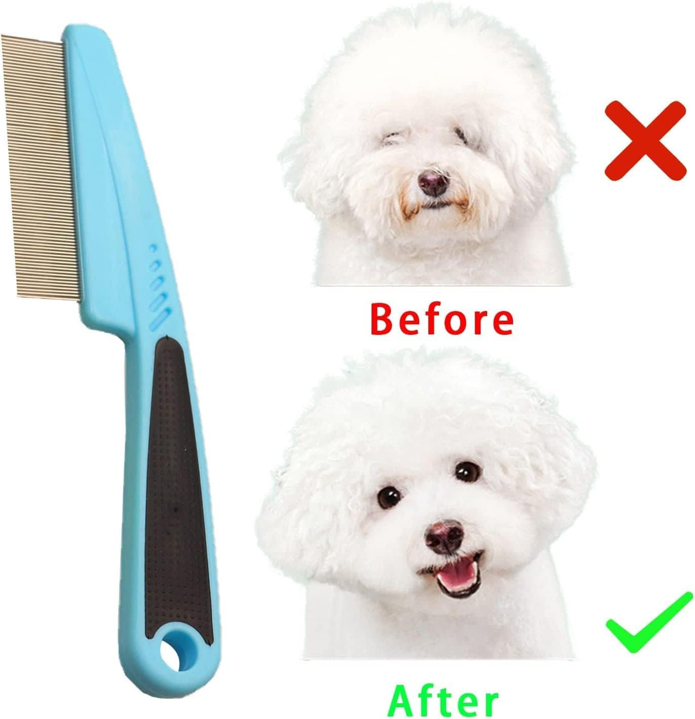 2Pcs Dog Combs, Stainless Steel Fine Tooth Combs for Long and Short Haired Cats and Dogs image number 2