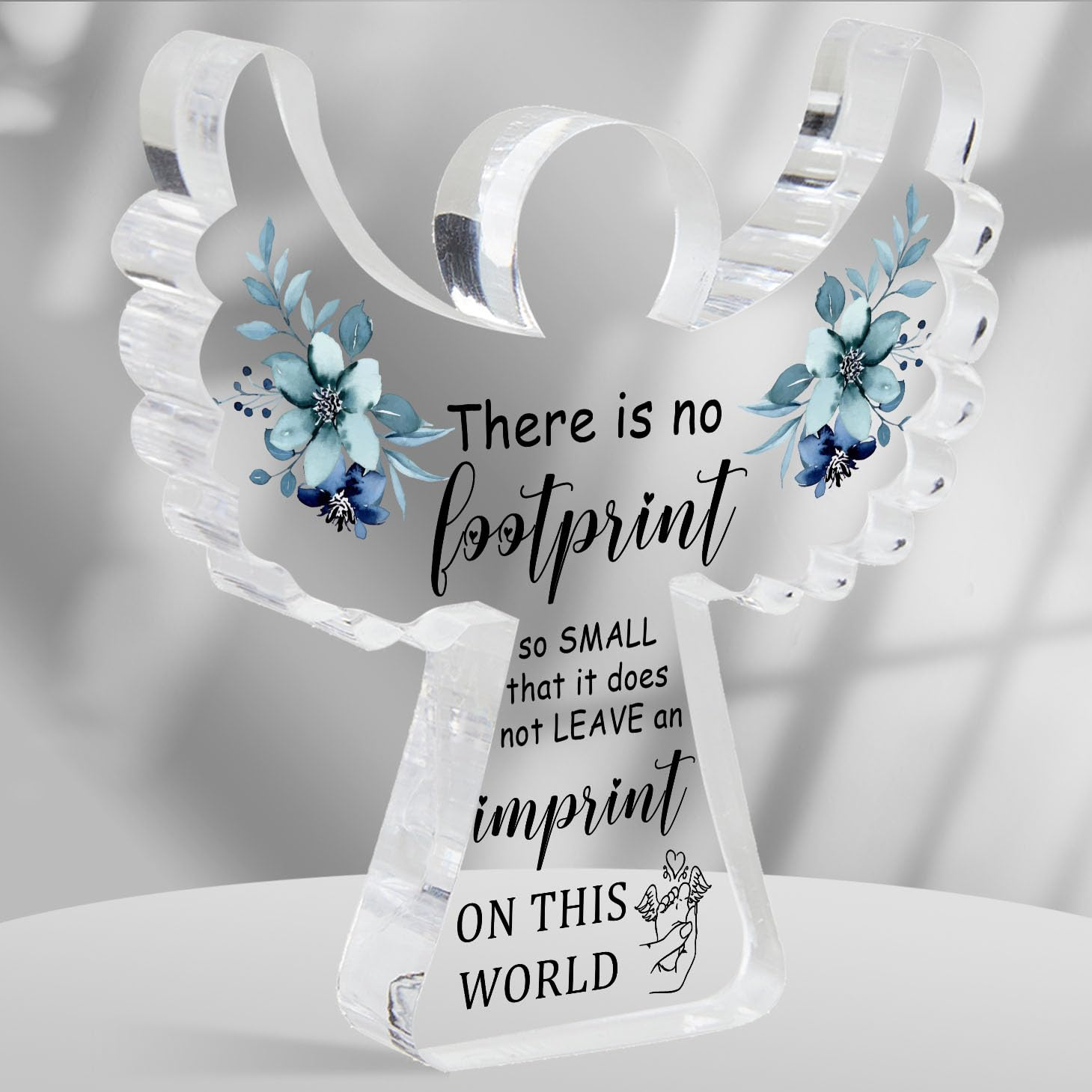 Sympathy Gifts, Miscarriage Gifts for Mothers, Remembrance Gift, Remember Me Grieving Present, Baby Footprint Memorial Angel Acrylic Decor, Funeral in Memory of Loss of Baby, Infant Loss Sympathy Gift image number 3