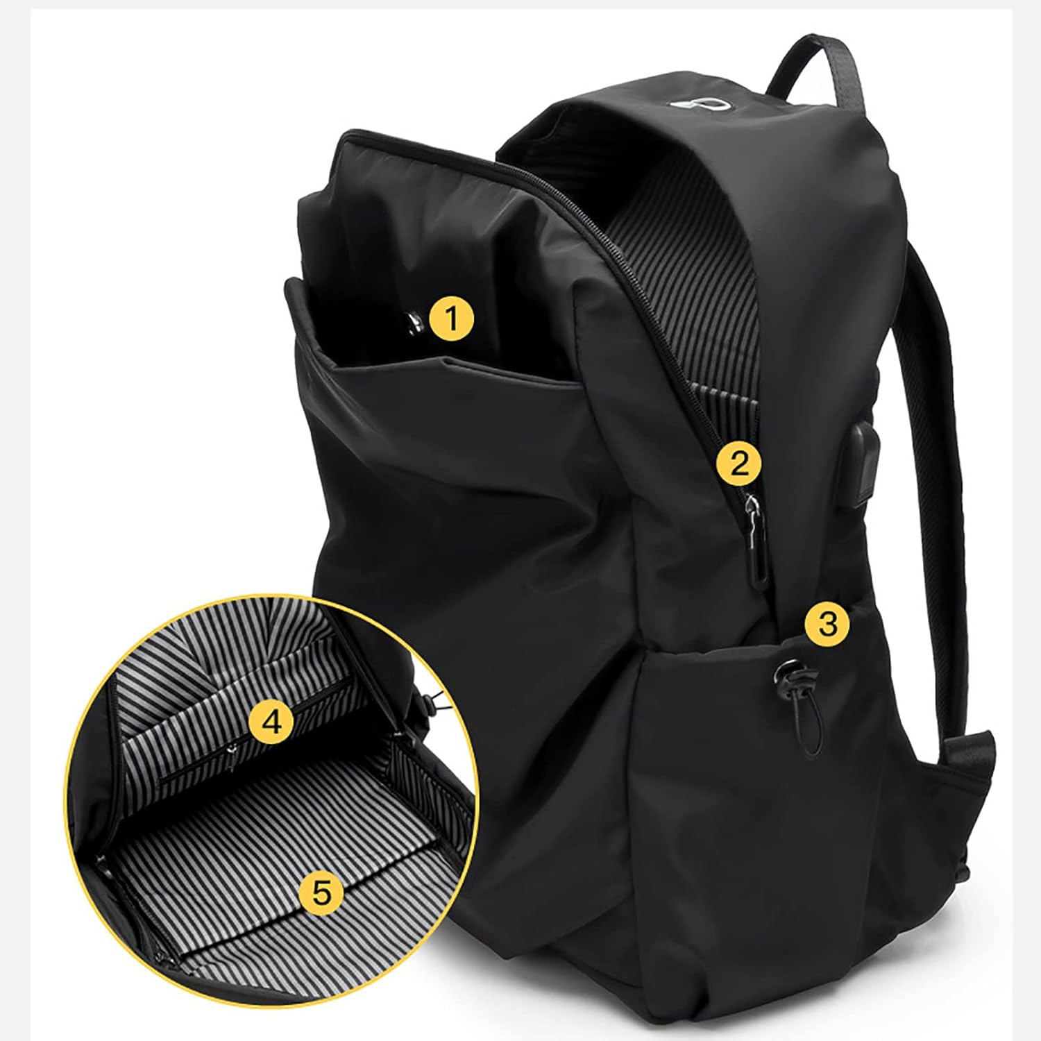 Everyday Backpack 20L, Carry-On Backpack with Laptop Sleeve and Portable Charger Compartment Color-1 image number 5