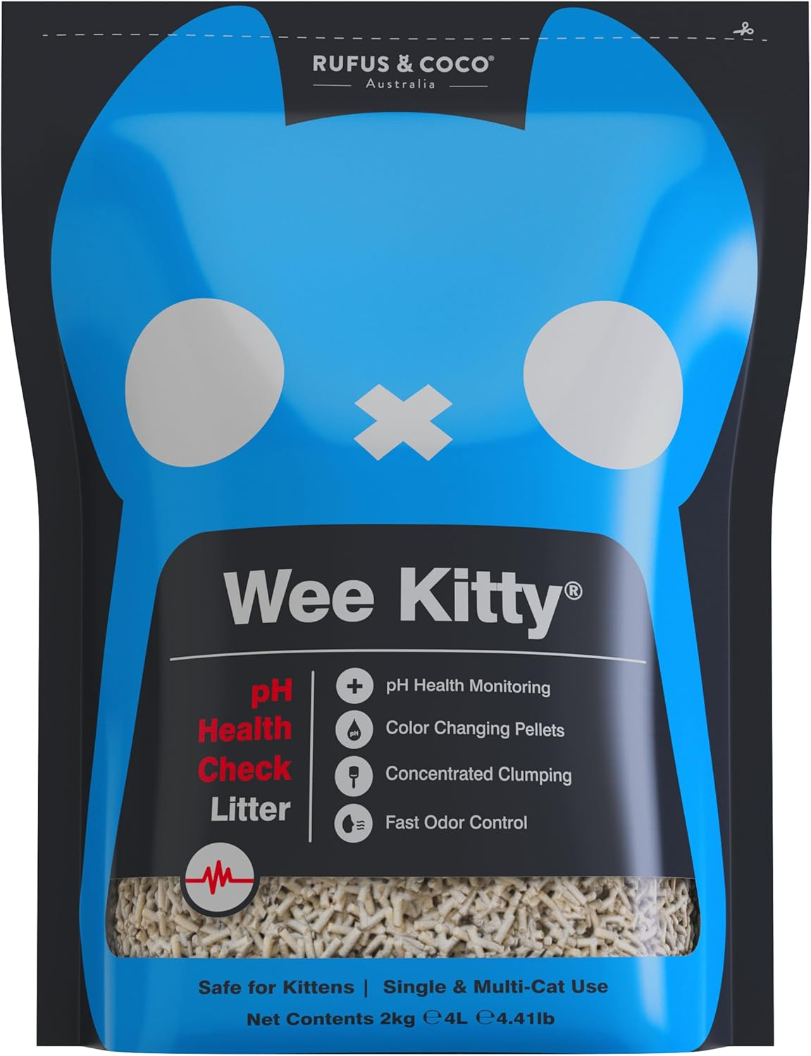 Rufus and Coco Wee Kitty PH Health Check Cat Litter, 2Kg/4L image number 6