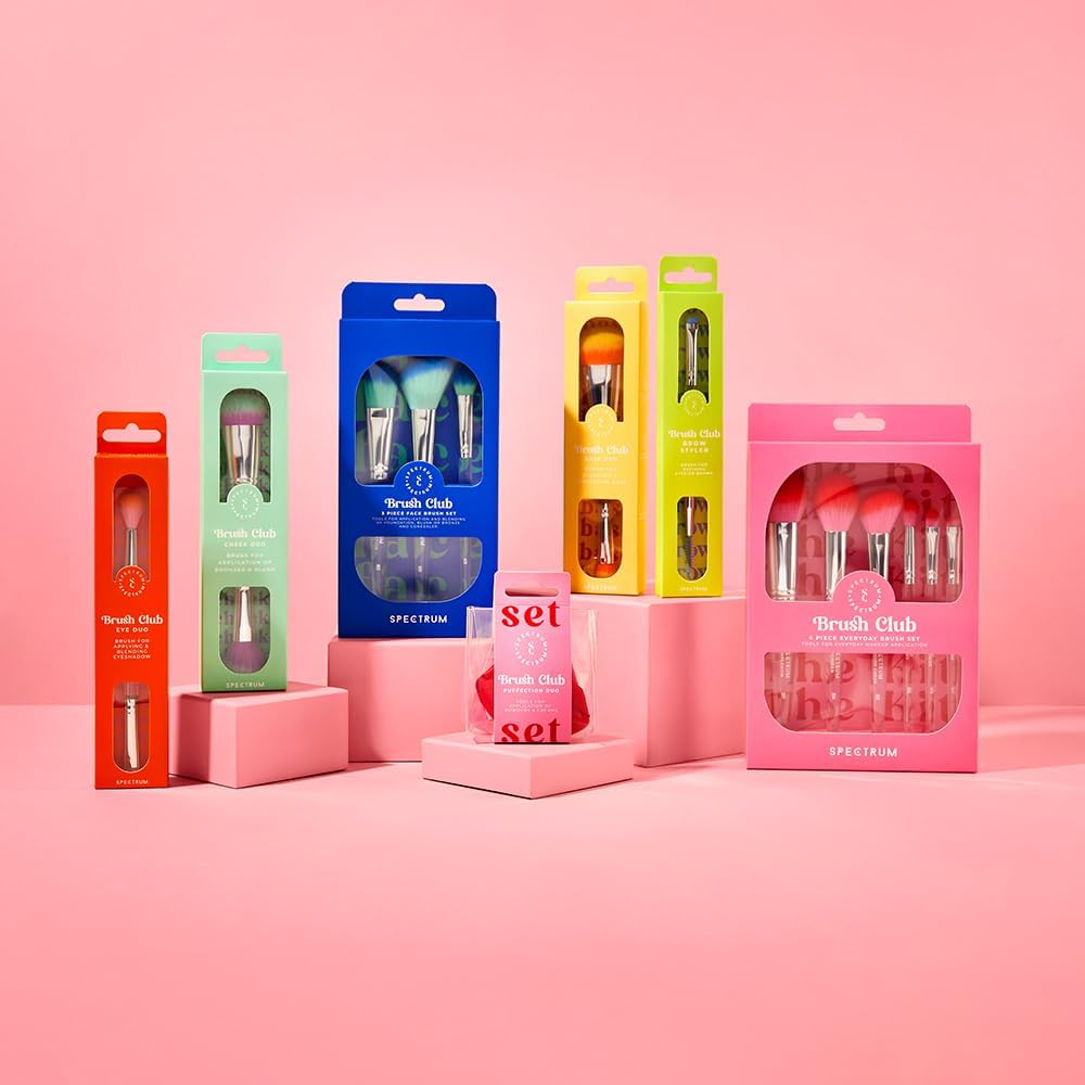 Spectrum Collections Brush Club Double Ended Face Make up Brush, Spectrum Dual Makeup Brush for Foundation and Concealer Buffing with Hypoallergenic Bristles, Yellow Orange Duo Makeup Brush image number 1