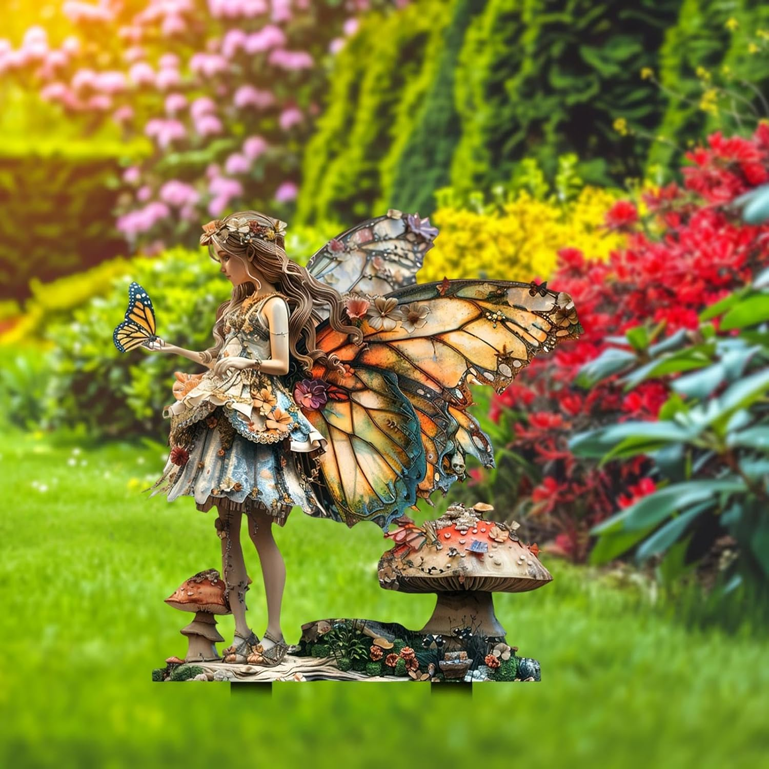 Leeqinersw Fairy Decorative Garden Stake 2D Lawn Ornament for Pathway Bonsai Backyard image number 2