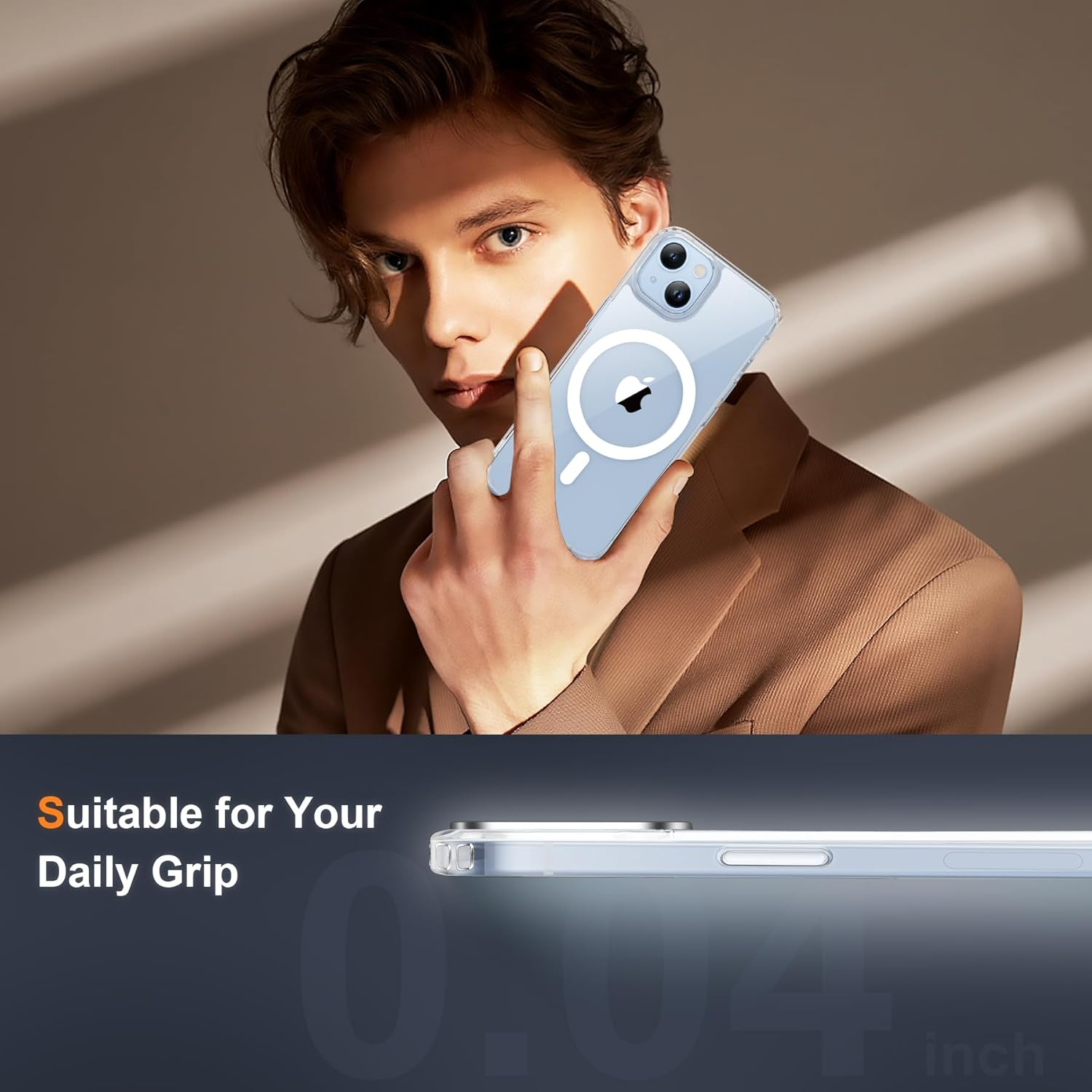 ORETECH Magnetic for Iphone 14 Case,Iphone 13 Case with [2X Screen Protector] Compatible with Magsafe Wireless Charging Protective Shockproof Military Protection Clear Back Case,Clear image number 3