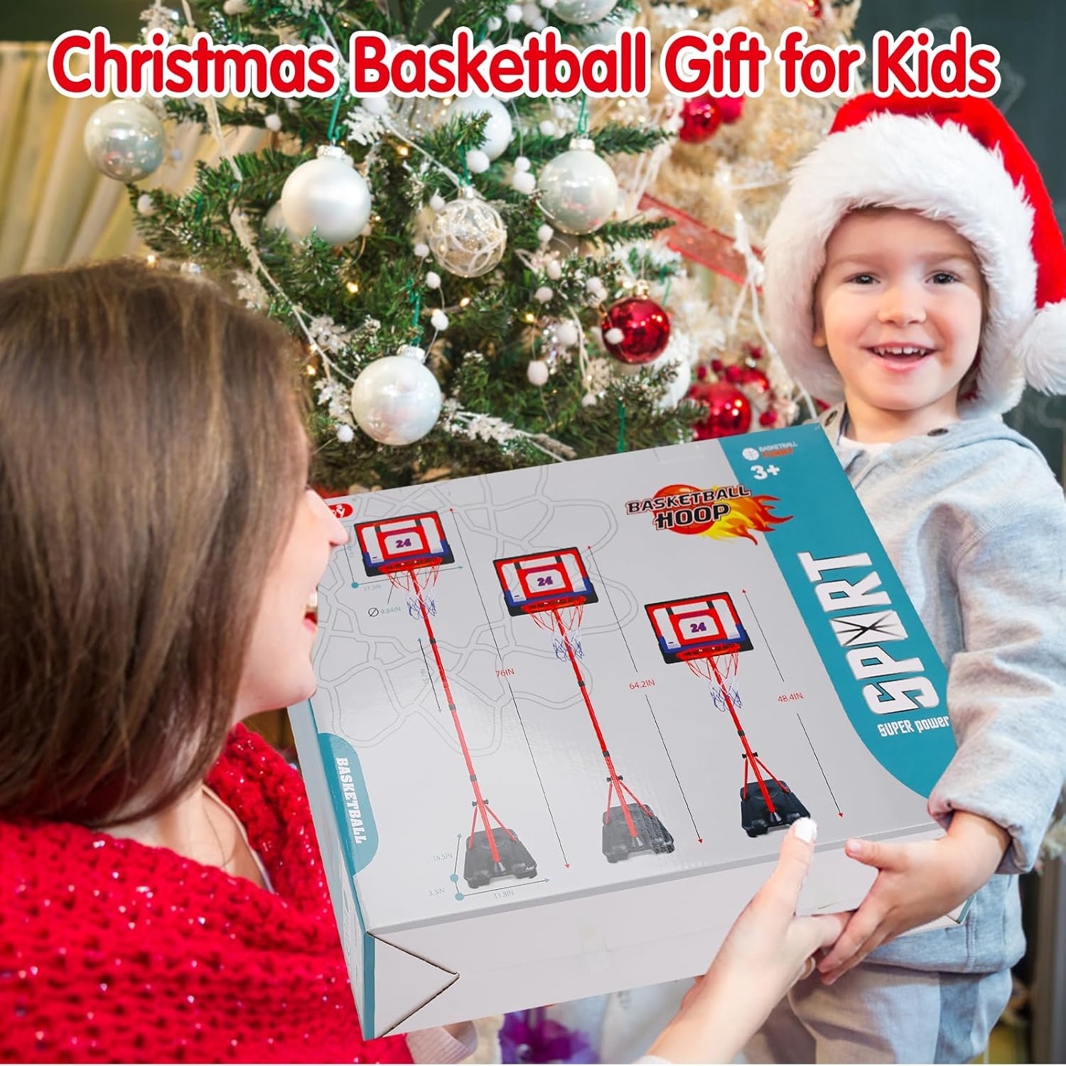 Basketball Hoop Indoor Outdoor for Children Height Adjustable 107 Cm - 189 Cm, Basketball Basket Set Toy with Ball Pump, Sports Toy Gift for Boys Girls from 3 4 5 6 7 8 Years