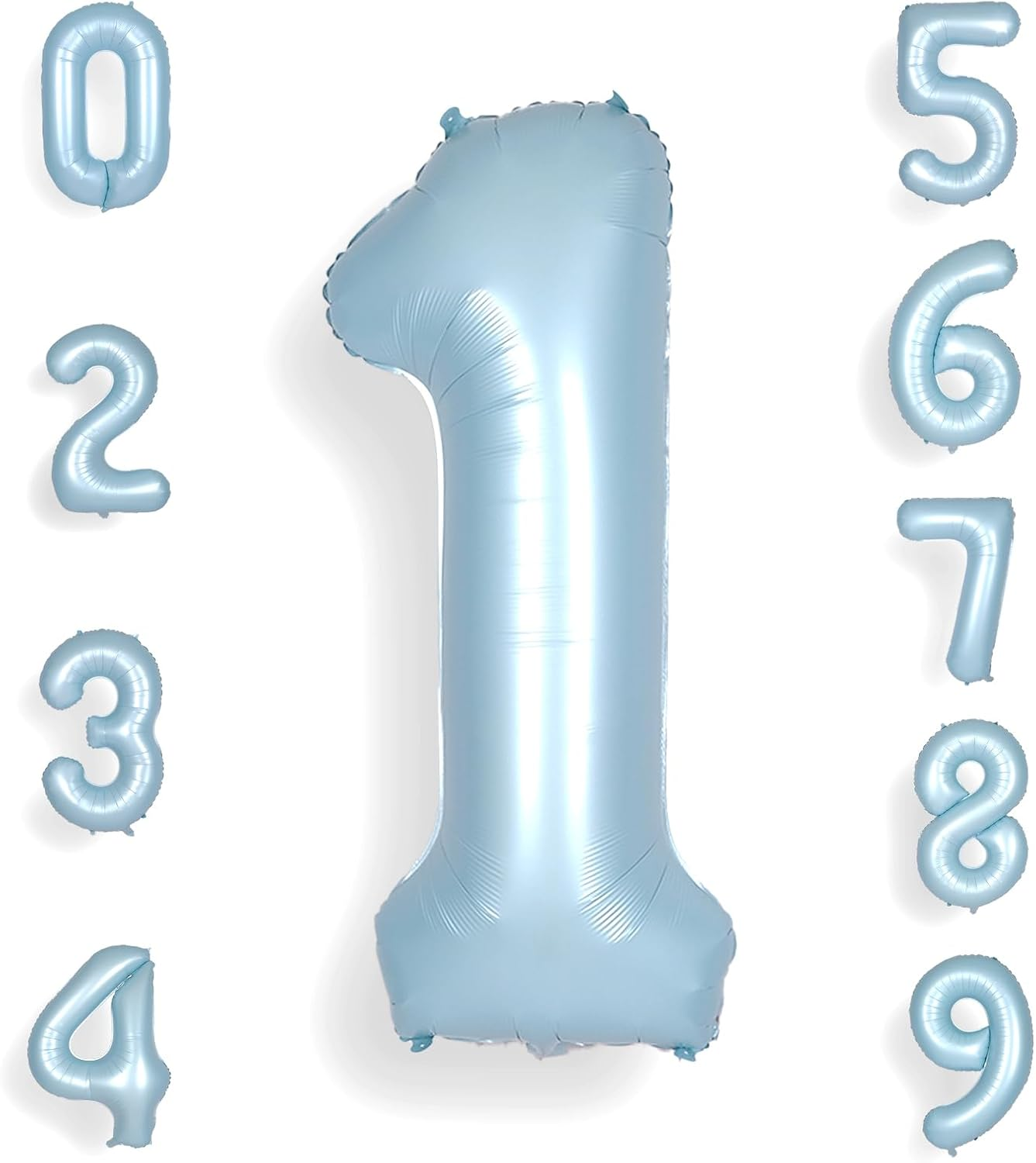 SULALABOO 40Inch Light Blue Number 1 Balloon Large Helium Baby Blue Number Balloons 0-9 Giant Digital 0Th Foil Mylar Big Party Balloon for Boy Birthday Party Anniversary Graduation Decorations