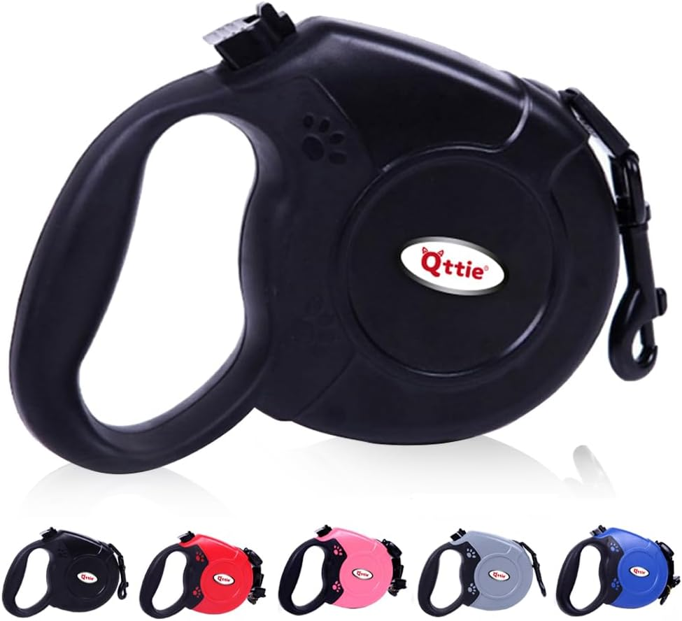 8M Retractable Dog Leash, Hands Free Long Dog Lead,Heavy Duty Dog Walking Leash for Dog, Cat up to 40 Kg, 360&deg; Tangle-Free Strong Nylon Tape, Anti-Slip Handle, Brake,Pause,Lock Black