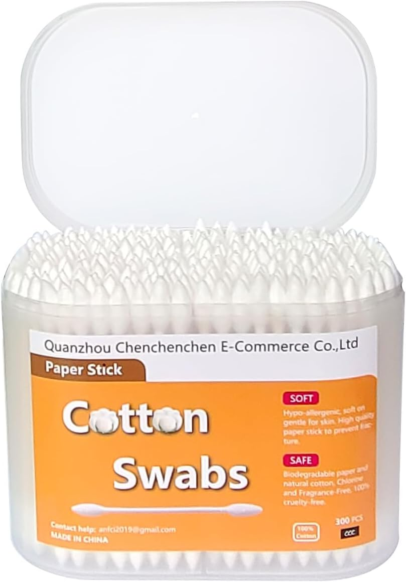 Double Precision Tips Cotton Swabs with Paper Stick, Pointed Organic Cotton Buds for Makeup, 800Pcs image number 6