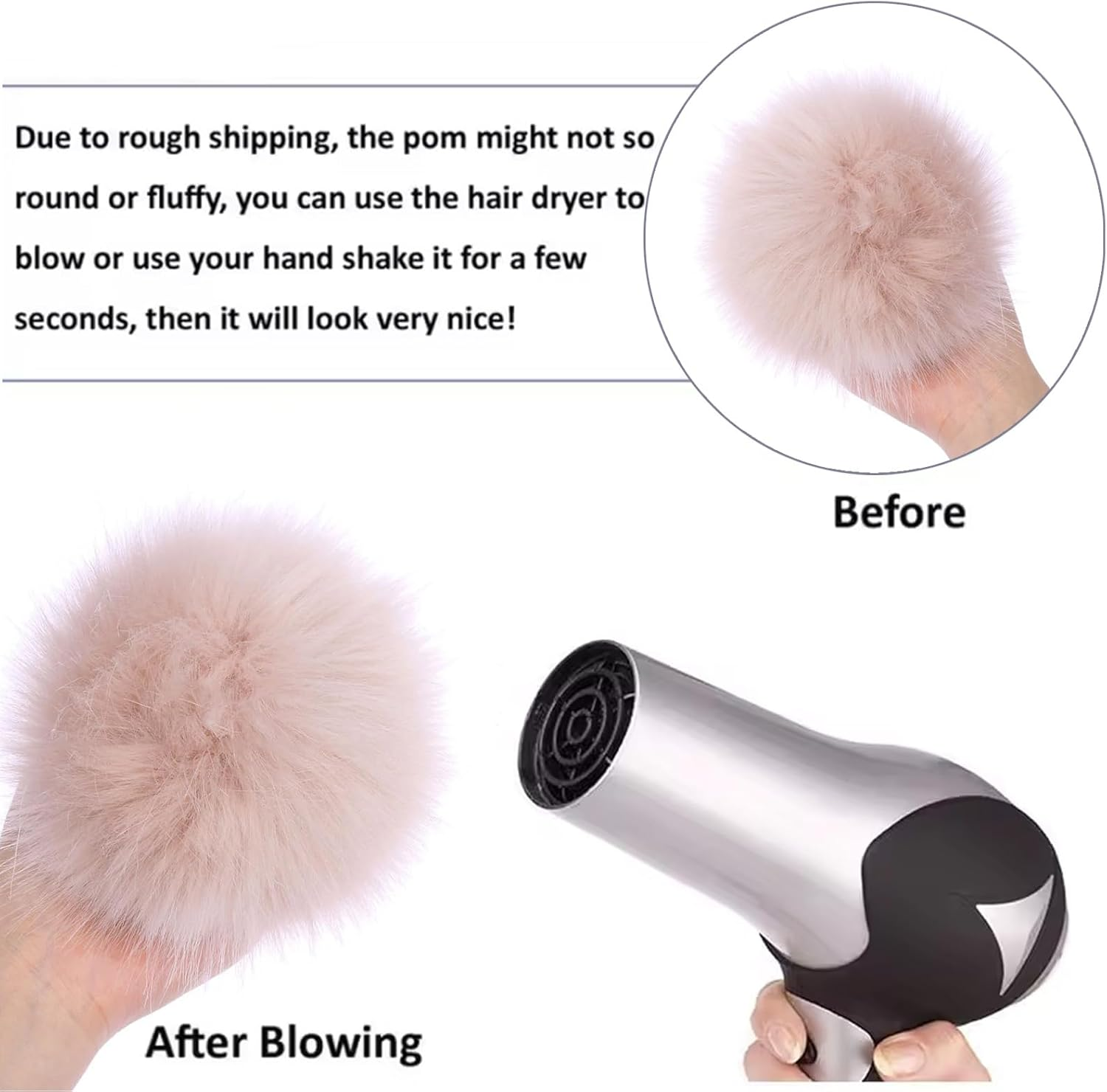 YELINTIAN 20 Pieces ​Faux Fur Pom Pom Balls - ​Faux Fox Fur Pom Pom Balls for DIY Crafts & Knitting, ​Soft & Removable for Hats, Scarves, Gloves, Bags, Keychains (10 Colors, 2Pcs Each) image number 3