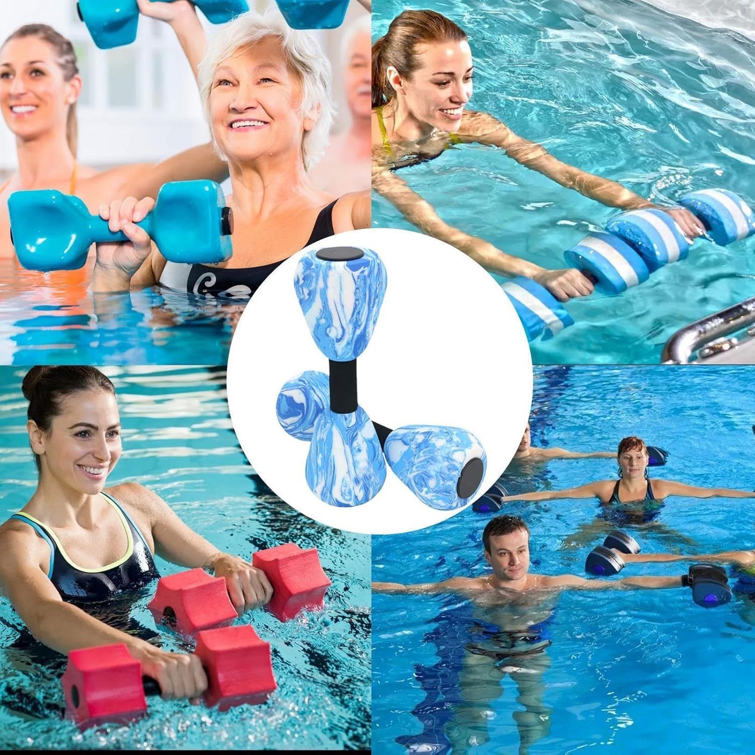 Aquatic Dumbells,Foam Water Weights Aerobic Exercise Fitness Equipment Dumbbells, Aerobics Exercise Equipment,Pool Swimming Training,Aqua Aerobics for Home & Gym Workouts image number 4