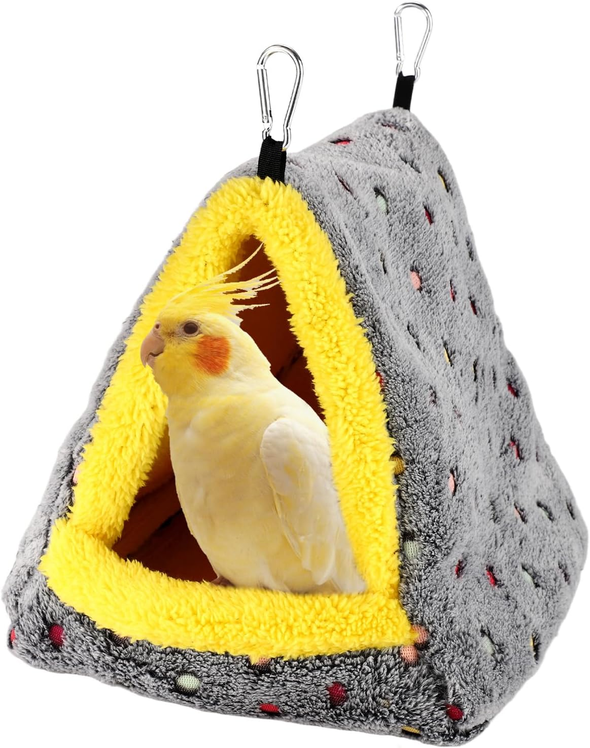 Warm Bird Nest House, Cozy Bird Hanging Hammock with 2 Carabiner Plush Pet Cave Hammock Cage for Cockatiel Parakeet Lovebird Conure image number 6