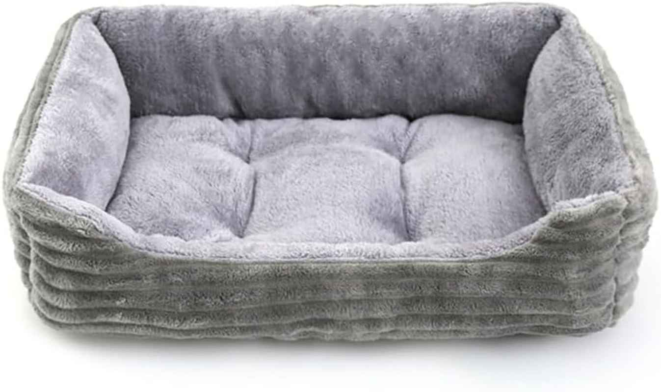 VENEKA Grey Dog Bed Pet Square Plush Dog Kennel Mat Small and Medium Dog Sofa Mattress Pet Dog Bed House Mat Pet Supplies 70 X 55 Cm image number 1