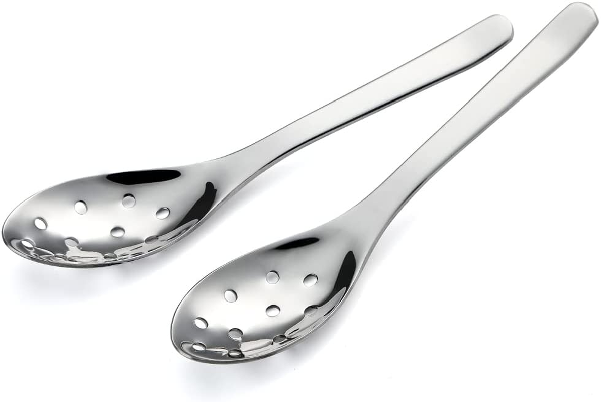 4 Pcs Slotted Spoons,Durable Stainless Steel Soup Spoons,Small Strainer for Home Restaurant Dinner image number 4