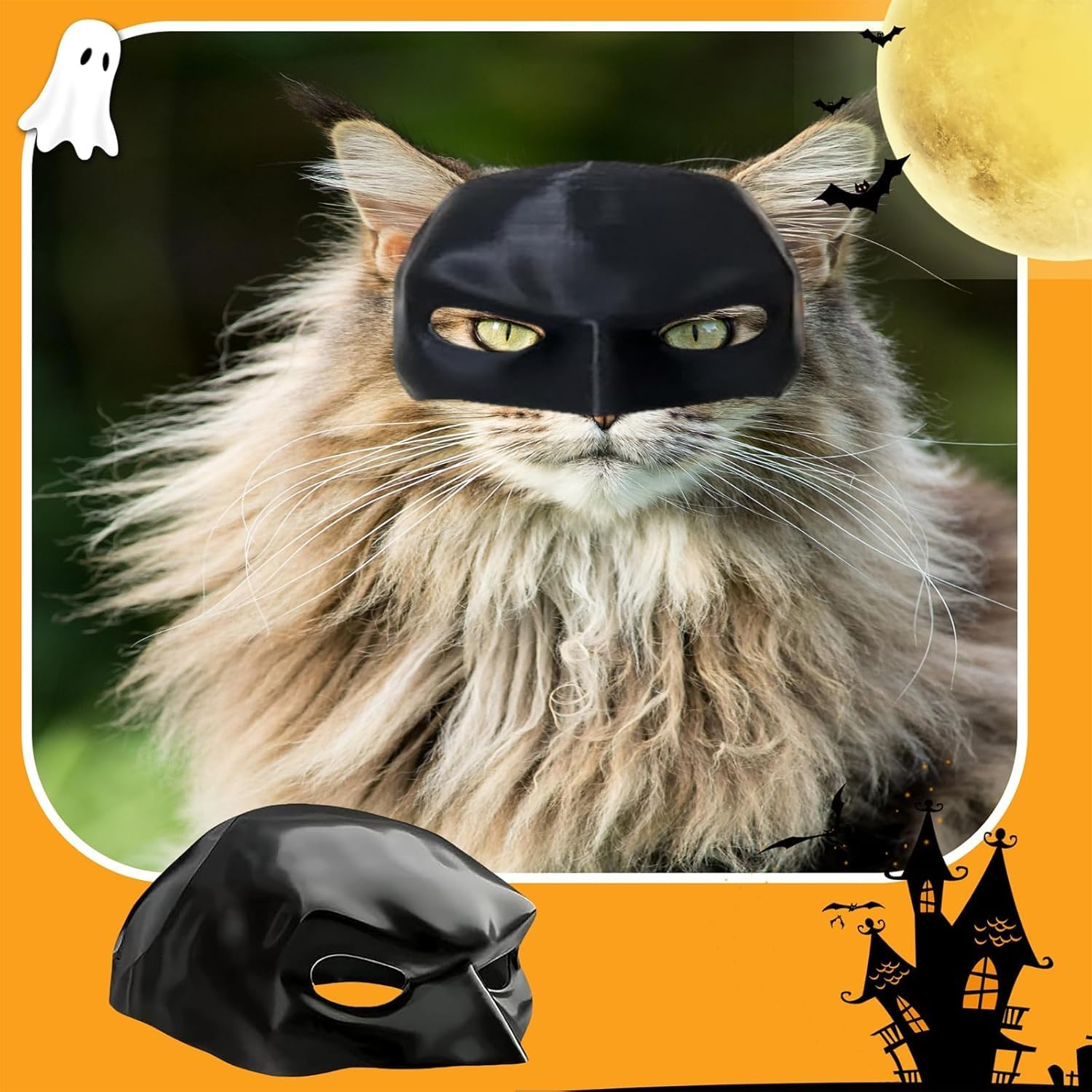 Batcat Mask, Bat Mask for Cats, Funny Black Bat Mask for Cats, Cat Clothing, Pet Costume for Halloween or Daily Fun (S) image number 5