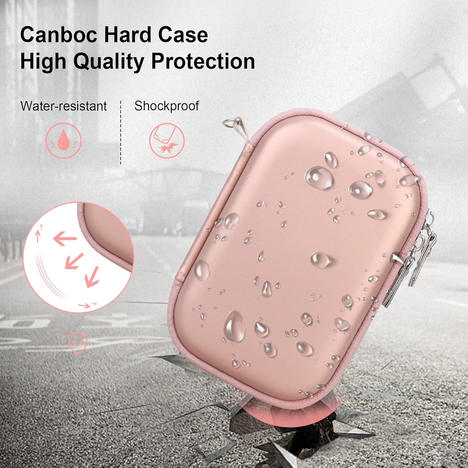 Canboc Hard Case for Canon Ivy 2/ Canon Zoemini 2 Mini Photo Printer Mobile Wireless Bluetooth Instant Camera Printer, Zipper Mesh Bag Fit Photo Paper Cable, Rose Gold - Pink image number 6