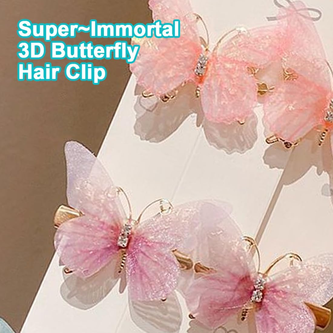 OUDQFCJ Butterfly Hair Clips, 6 Pieces, Hair Clips, Girls, Hair Accessories, Butterfly Hair Clips, Glitter Snap Hair Clips for Teenagers, Women, Hair Accessories image number 2
