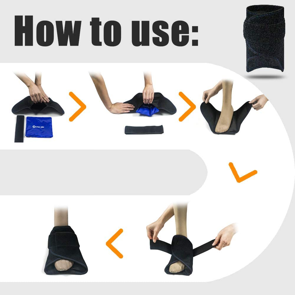 WORLD-BIO Ankle Gel Ice Pack for Pain Sprained Ankle Plantar Fasciitis, Hot Cold Therapy Reusable Adjustable Perfect for Achilles Tendonitis, Sprains, Swollen Foot, Muscle Pain Relief - 2 Pack image number 2